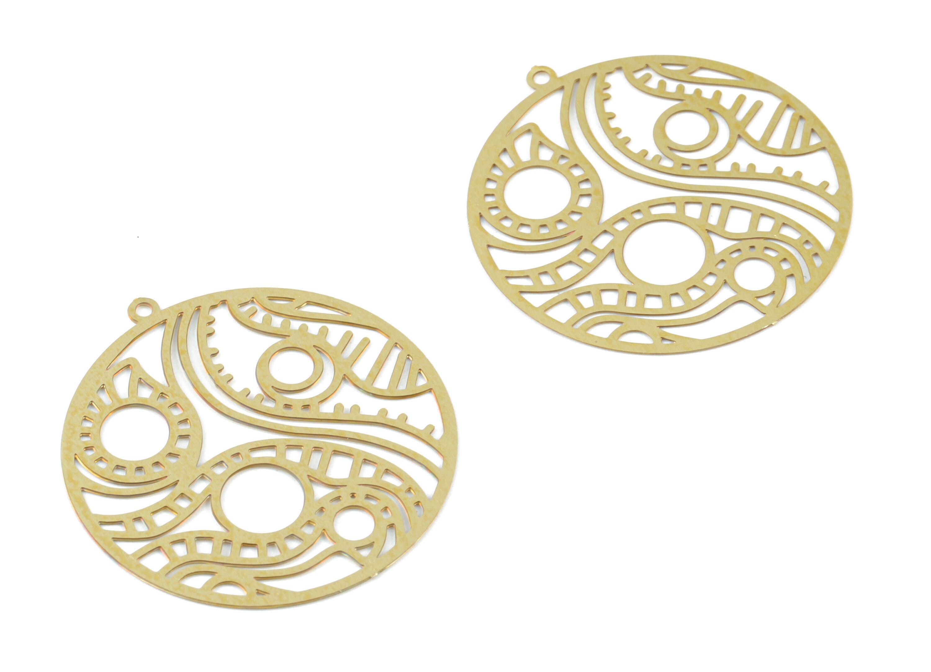 Brass Round Pendant - Raw Brass Circle Earring Charms - Earring Findings - Jewelry Supplies - 31.97x30.02x0.26mm - JJB6501 - DOMEDBAZAAR