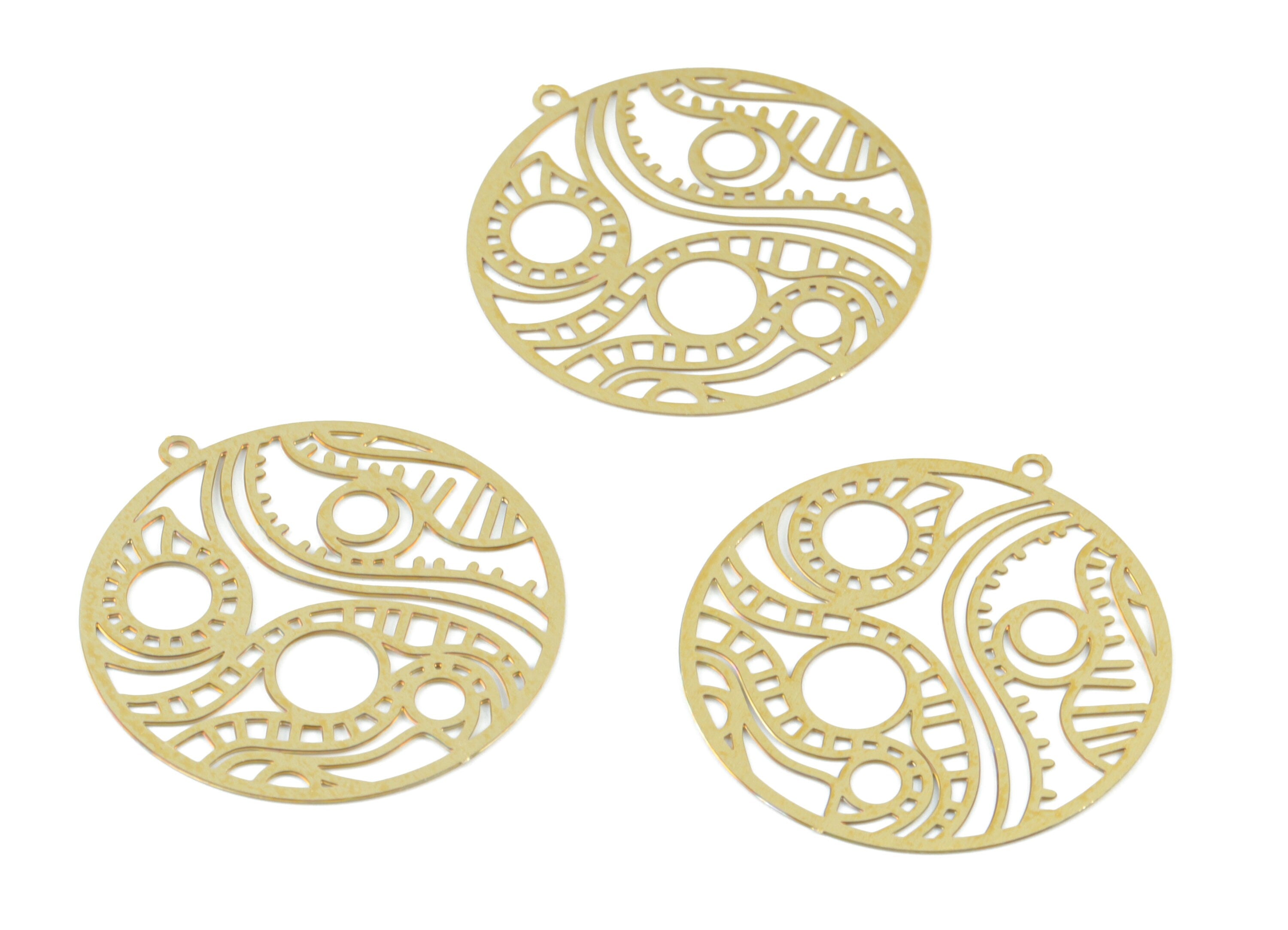 Brass Round Pendant - Raw Brass Circle Earring Charms - Earring Findings - Jewelry Supplies - 31.97x30.02x0.26mm - JJB6501 - DOMEDBAZAAR