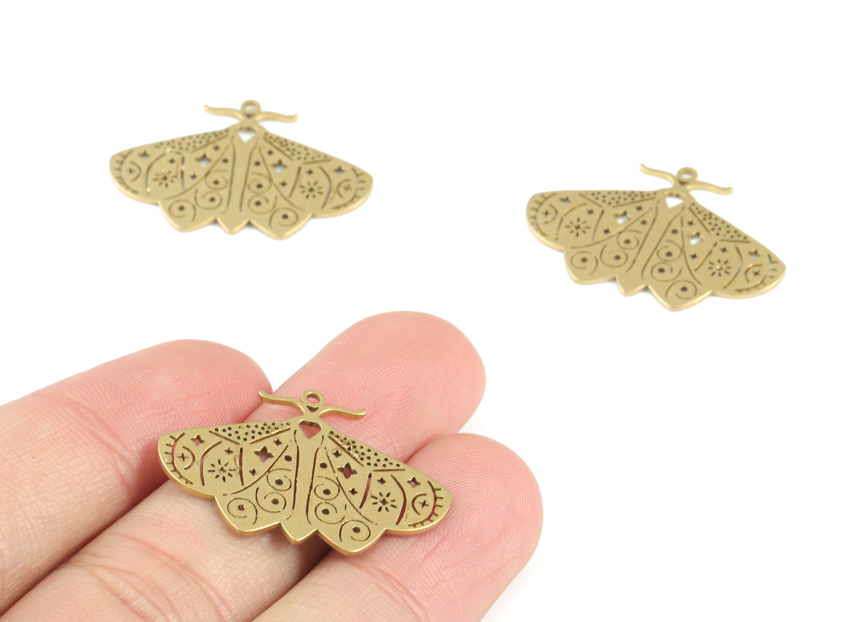 Brass Butterfly Earring Charms - Raw Brass Butterfly Pendant - Earrings Finding - Jewellery Supplies - 29.94x20.36x0.86mm - PPM3772 - DOMEDBAZAAR