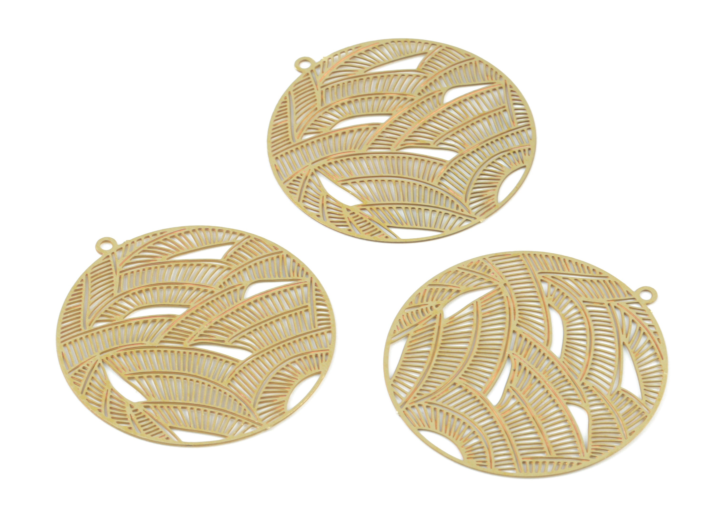Brass Round Pendant - Raw Brass Circle Earring Charms - Earring Findings - Jewelry Supplies - 32.01x29.99x0.27mm - JJB6484X - DOMEDBAZAAR