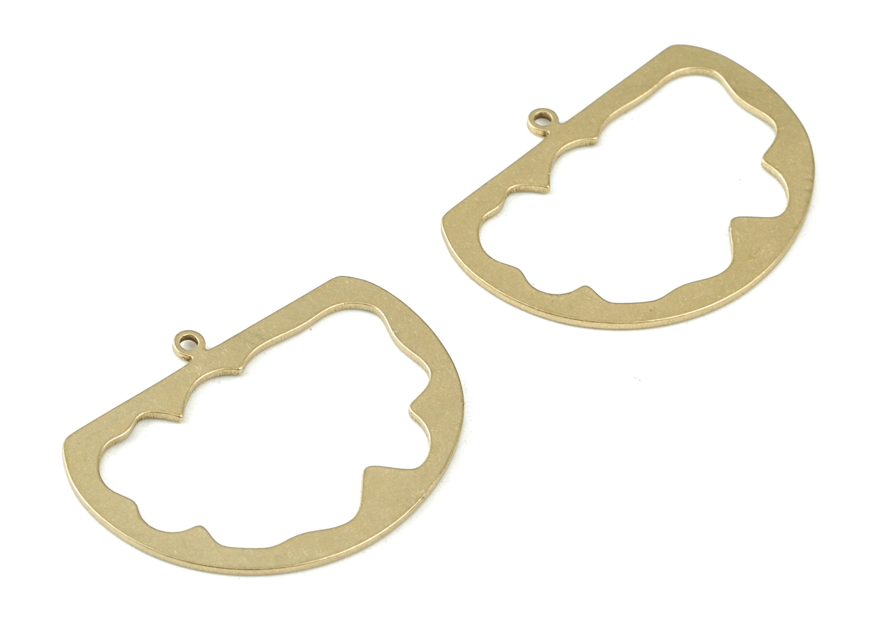 Brass Fan Earring Charms - Raw Brass Fan Pendant - Jewelry Making Supplies - 30x23x0.8mm - PPM3481 - DOMEDBAZAAR