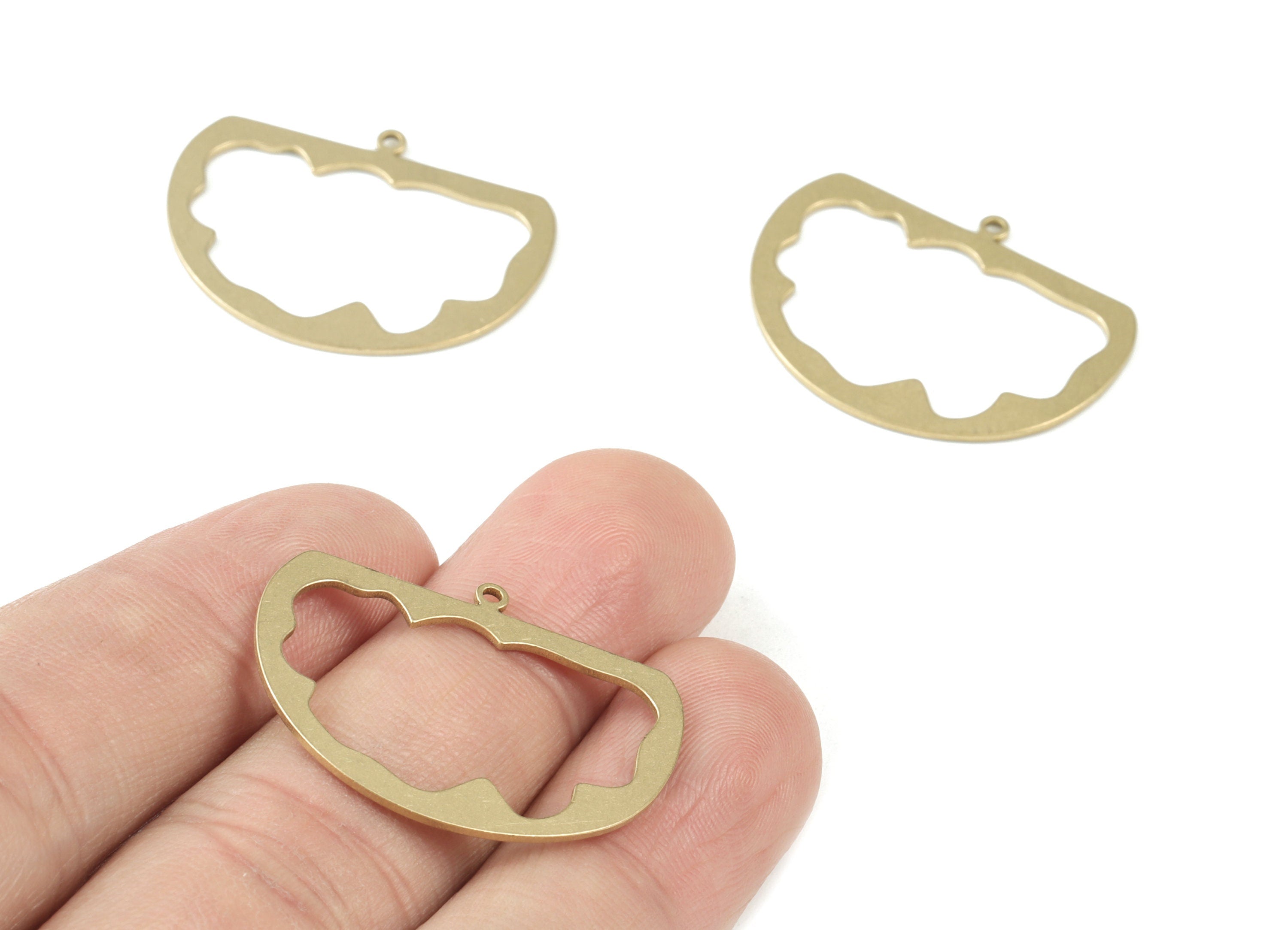 Brass Fan Earring Charms - Raw Brass Fan Pendant - Jewelry Making Supplies - 30x23x0.8mm - PPM3481 - DOMEDBAZAAR