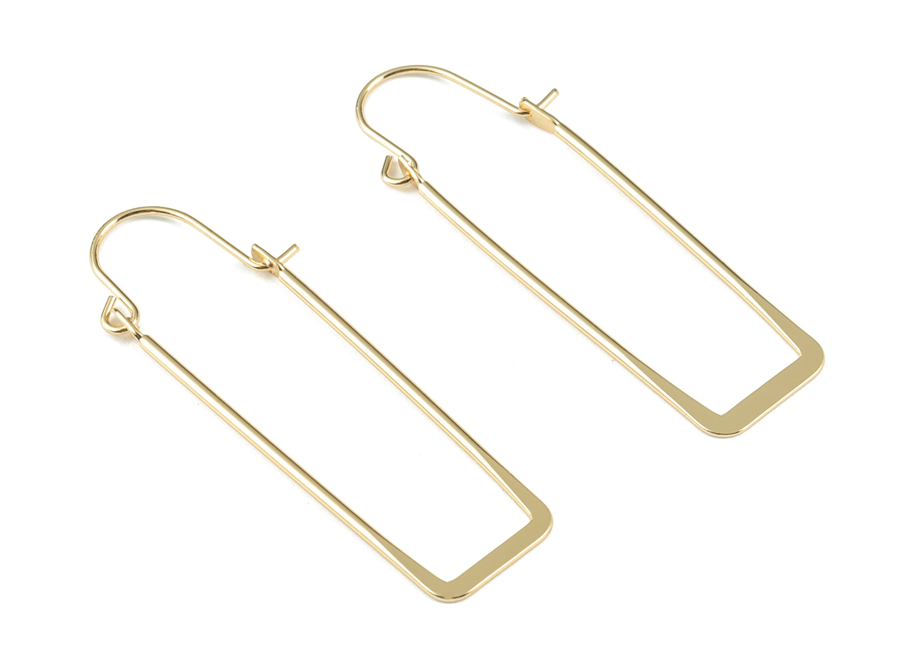 Gold Hammered Earring Wire - 18K Real Gold Brass Earrings - Earring Findings - Jewelry Supplies - 48.82x13.25x2.32mm - RGP2735 - DOMEDBAZAAR