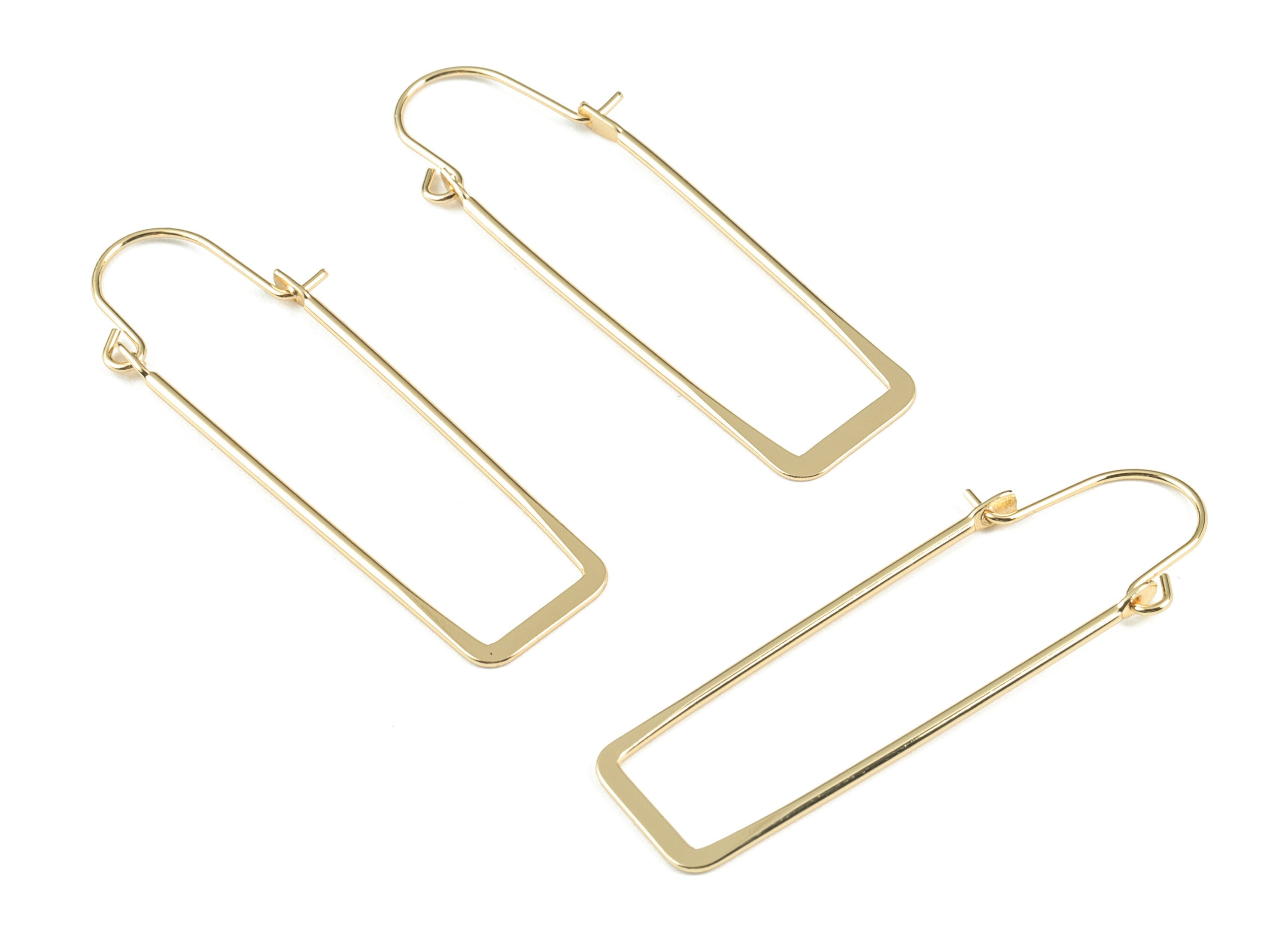 Gold Hammered Earring Wire - 18K Real Gold Brass Earrings - Earring Findings - Jewelry Supplies - 48.82x13.25x2.32mm - RGP2735 - DOMEDBAZAAR