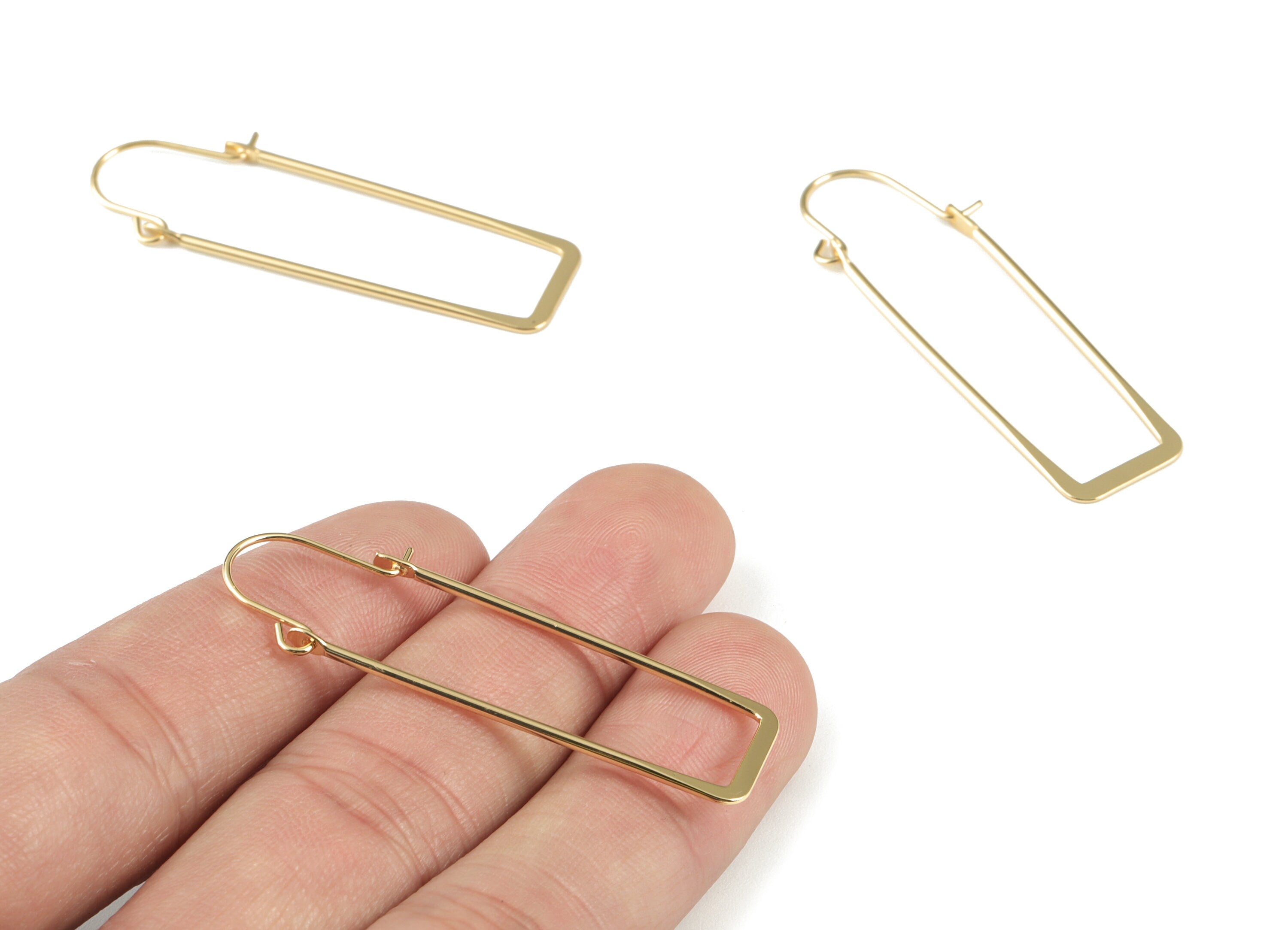Gold Hammered Earring Wire - 18K Real Gold Brass Earrings - Earring Findings - Jewelry Supplies - 48.82x13.25x2.32mm - RGP2735 - DOMEDBAZAAR