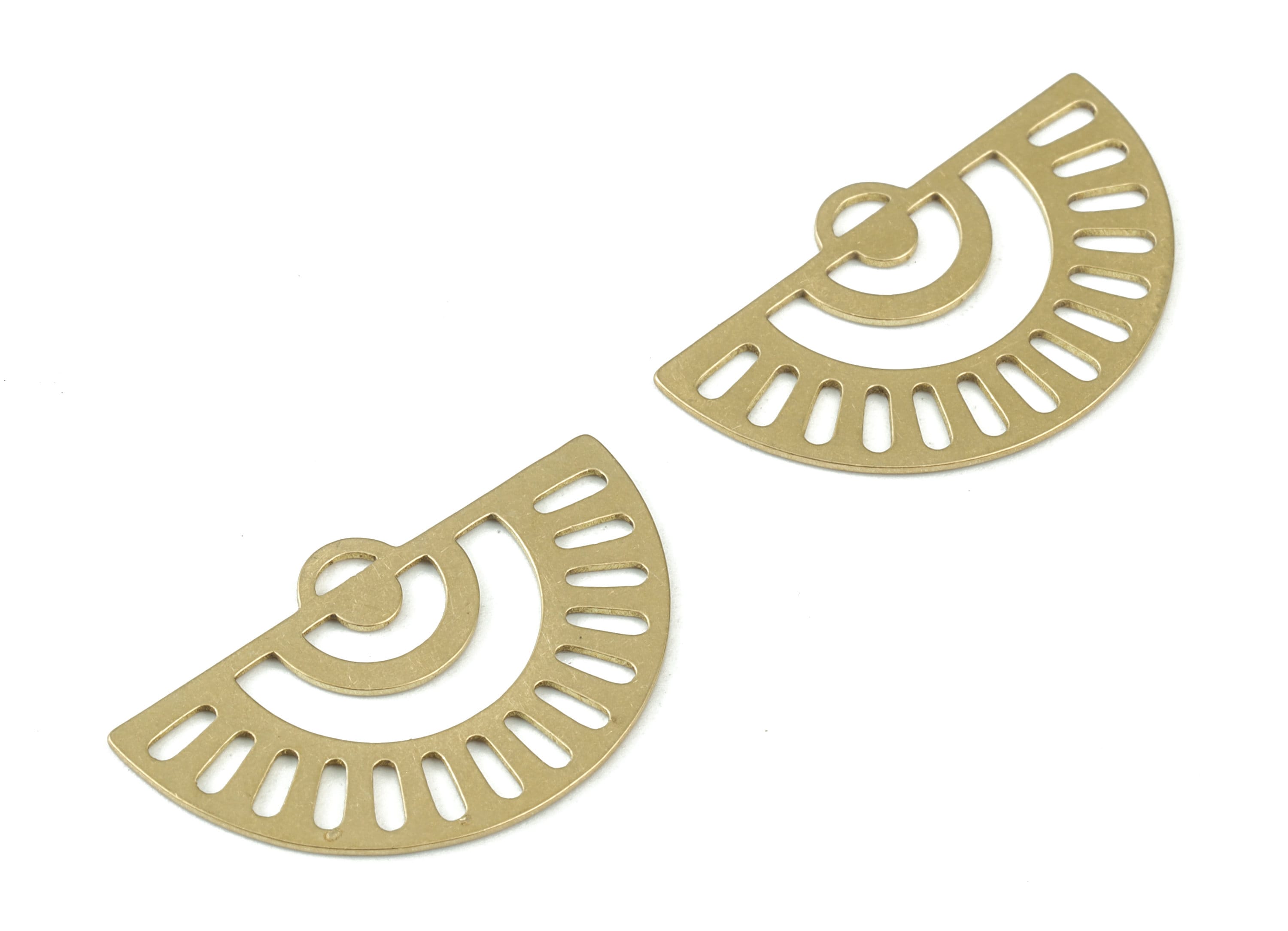 Brass Half Moon Earring Charms - Raw Brass Semicircle Rainbow Earrings - Jewelry Making Supplies - 30x18x0.6mm - PPM3712 - DOMEDBAZAAR