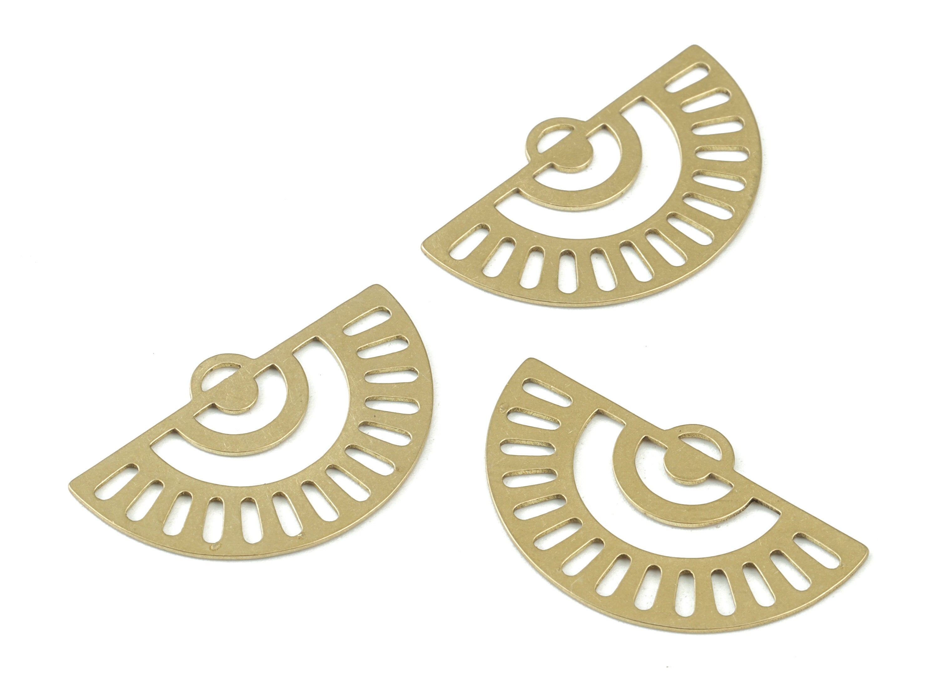 Brass Half Moon Earring Charms - Raw Brass Semicircle Rainbow Earrings - Jewelry Making Supplies - 30x18x0.6mm - PPM3712 - DOMEDBAZAAR