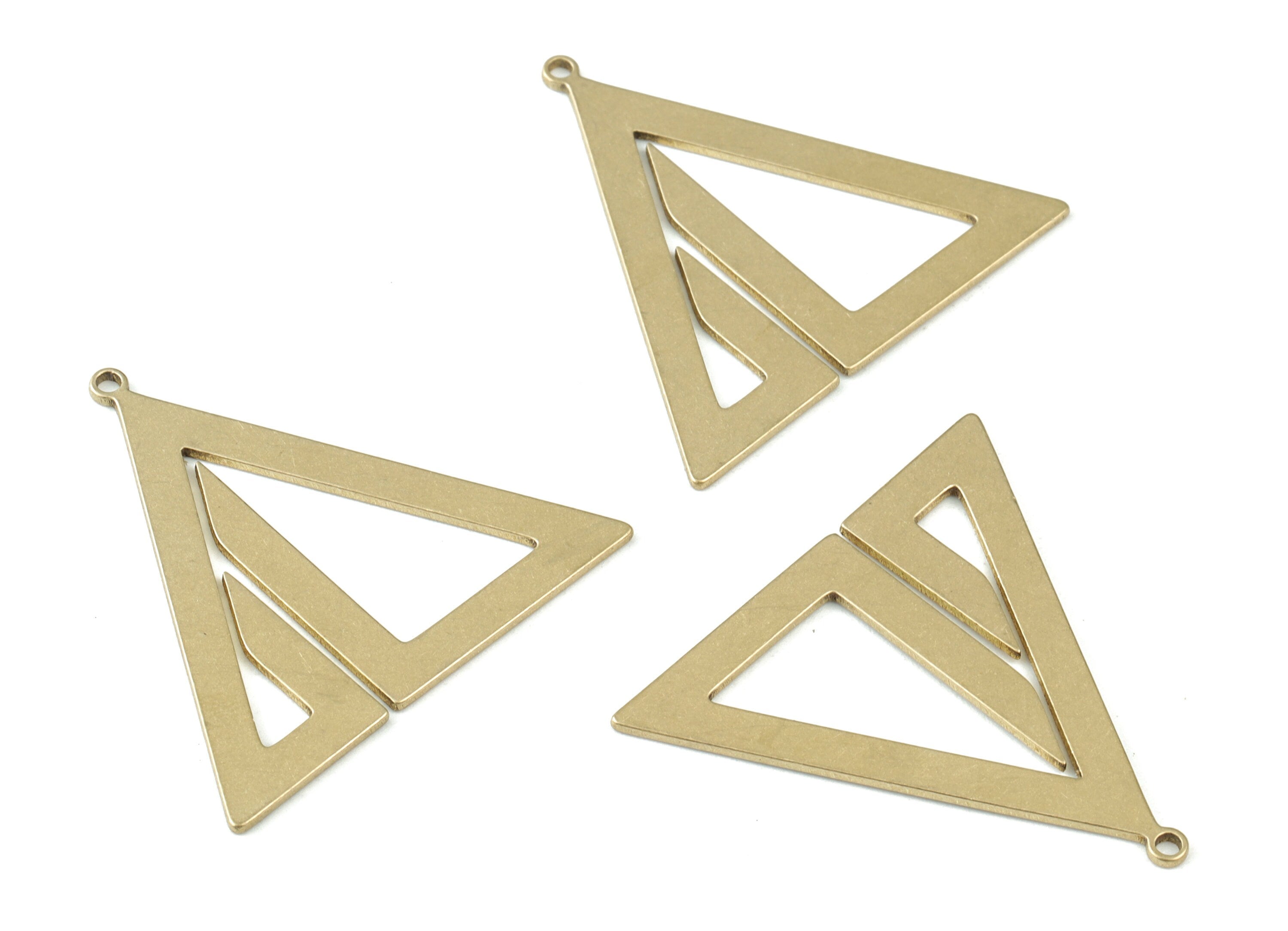 Brass Triangles Pendant - Raw Brass Triangle Earring Charms - Jewelry Making Supplies - 31x29x0.8mm - PPM3531 - DOMEDBAZAAR