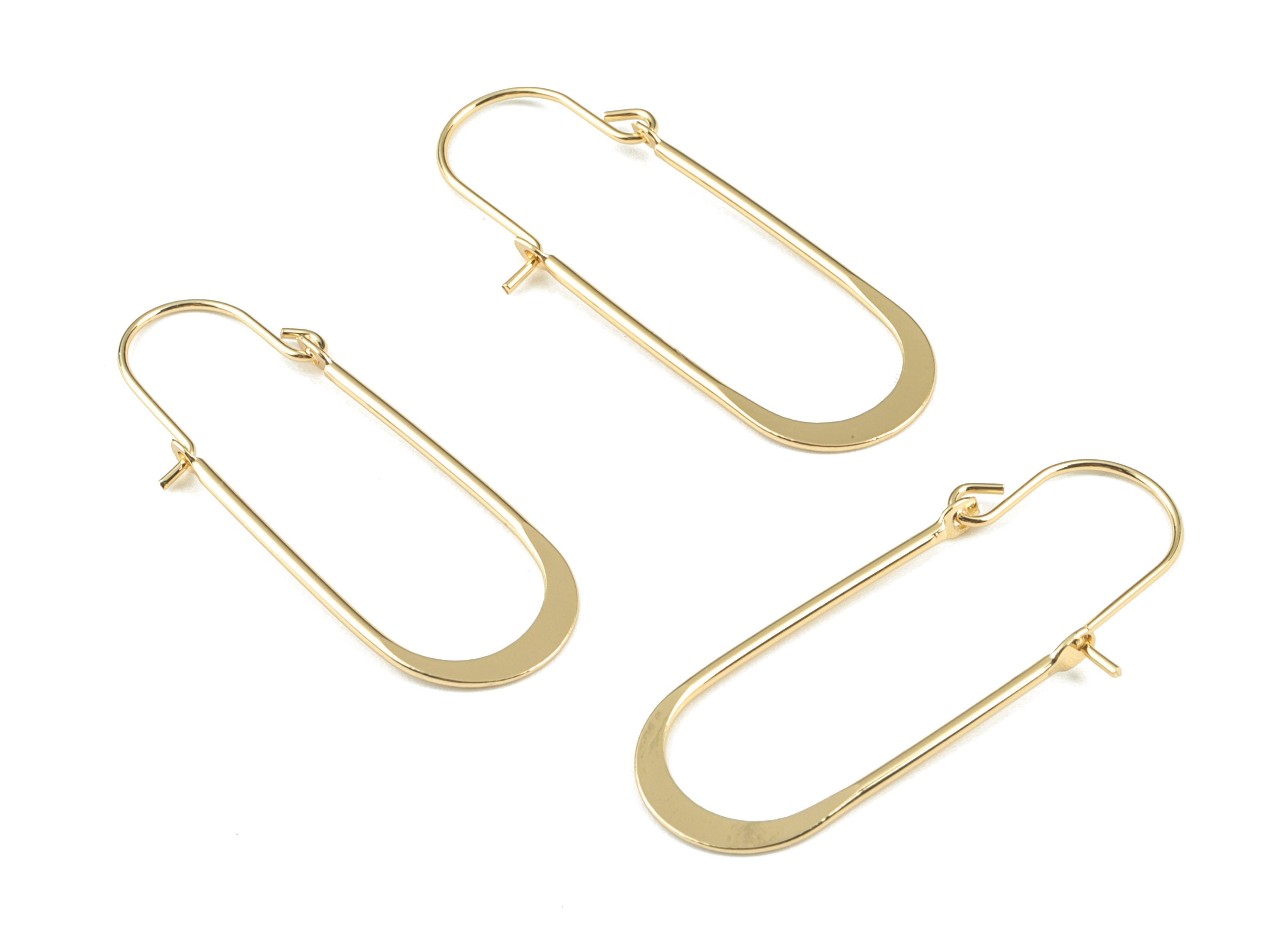 Gold Hammered Earring Wire - 18K Real Gold Brass Earrings - Earring Findings - Jewelry Supplies - 41.16x14.15x2.34mm - RGP2734 - DOMEDBAZAAR