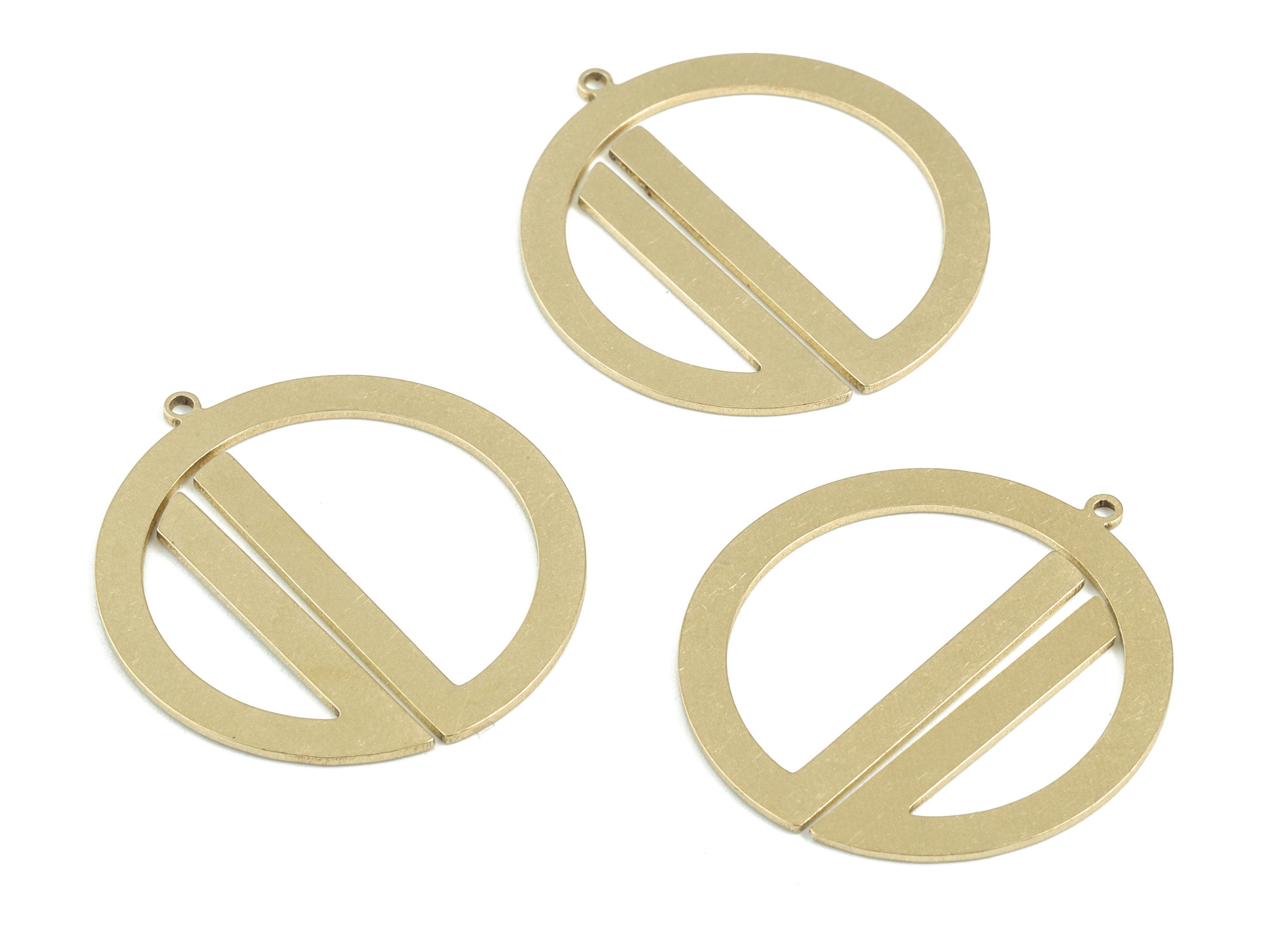 Circle Half Moons Pendant - Raw Brass Semi Circle Earring Charms - Hoop Earrings - Jewelry Supplies - 32x30x0.8mm - PPM3523 - DOMEDBAZAAR