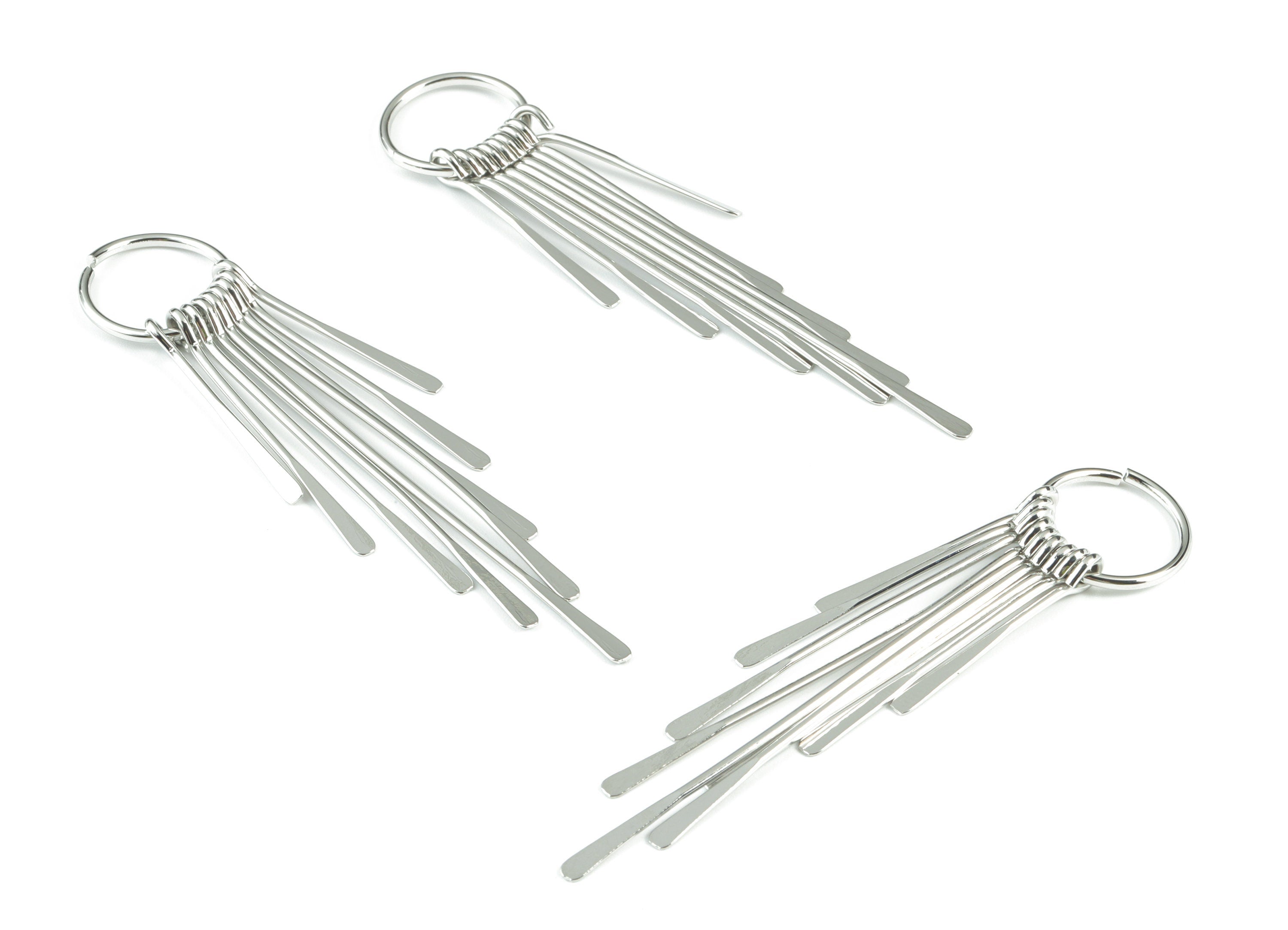 Silver Fringed Earring Charms - 18K Real White Gold Brass Hammered Fringed Trim Charms - Jewelry Supplies - 82.29x17.78x4.96mm - RGP2730S - DOMEDBAZAAR
