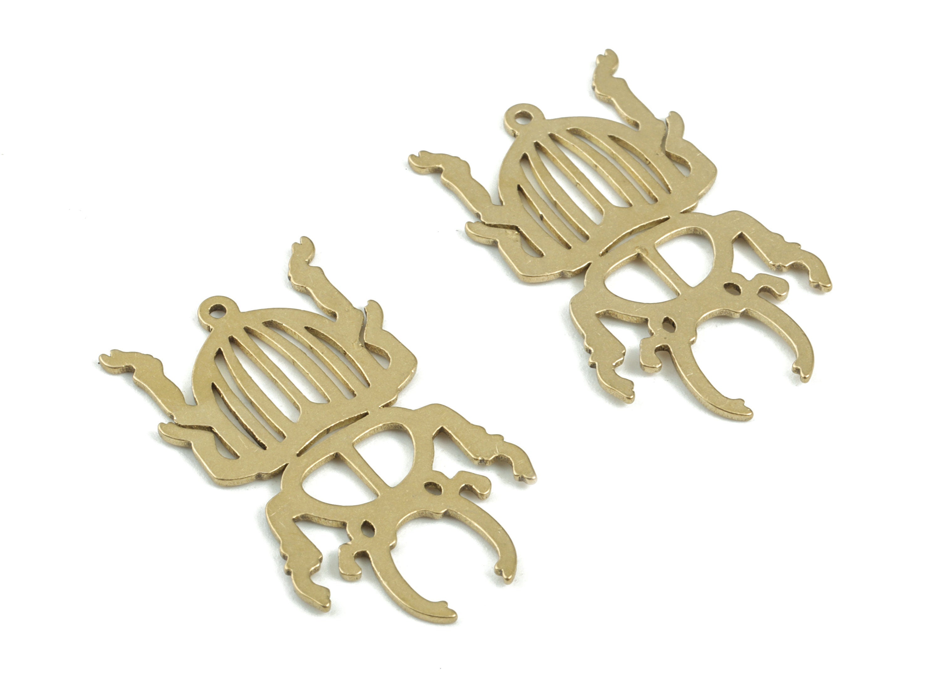Beetle Brass Pendant - Raw Brass Beetle Earring Charms - Beetle Earring - Jewelry Supplies - 29x17x0.9mm - PPM3715 - DOMEDBAZAAR