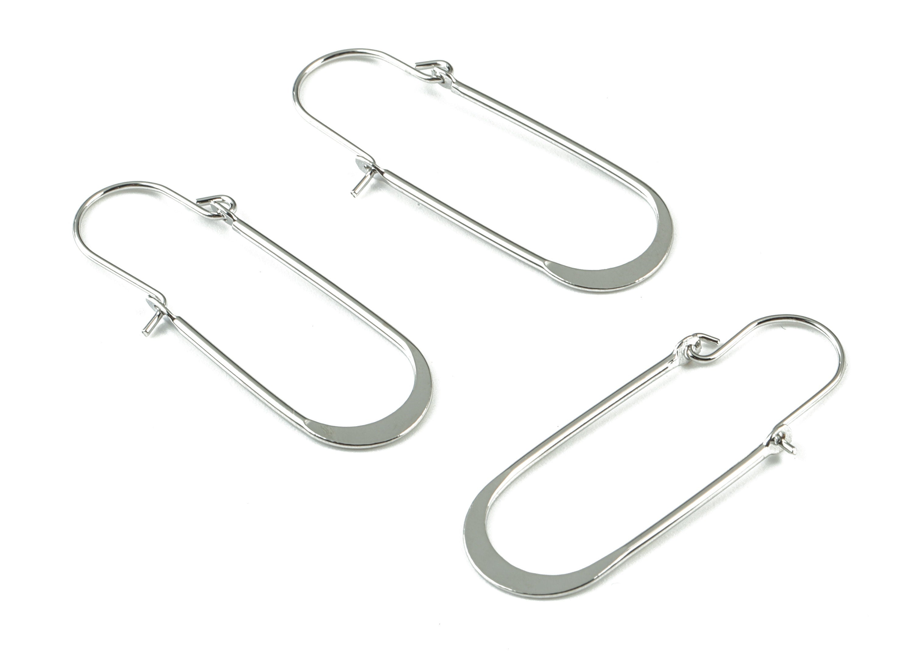 Silver Hammered Earring Wire - 18K Real White Gold Brass Earrings - Earring Findings - Jewelry Supplies - 41.16x14.15x2.34mm - RGP2734S - DOMEDBAZAAR