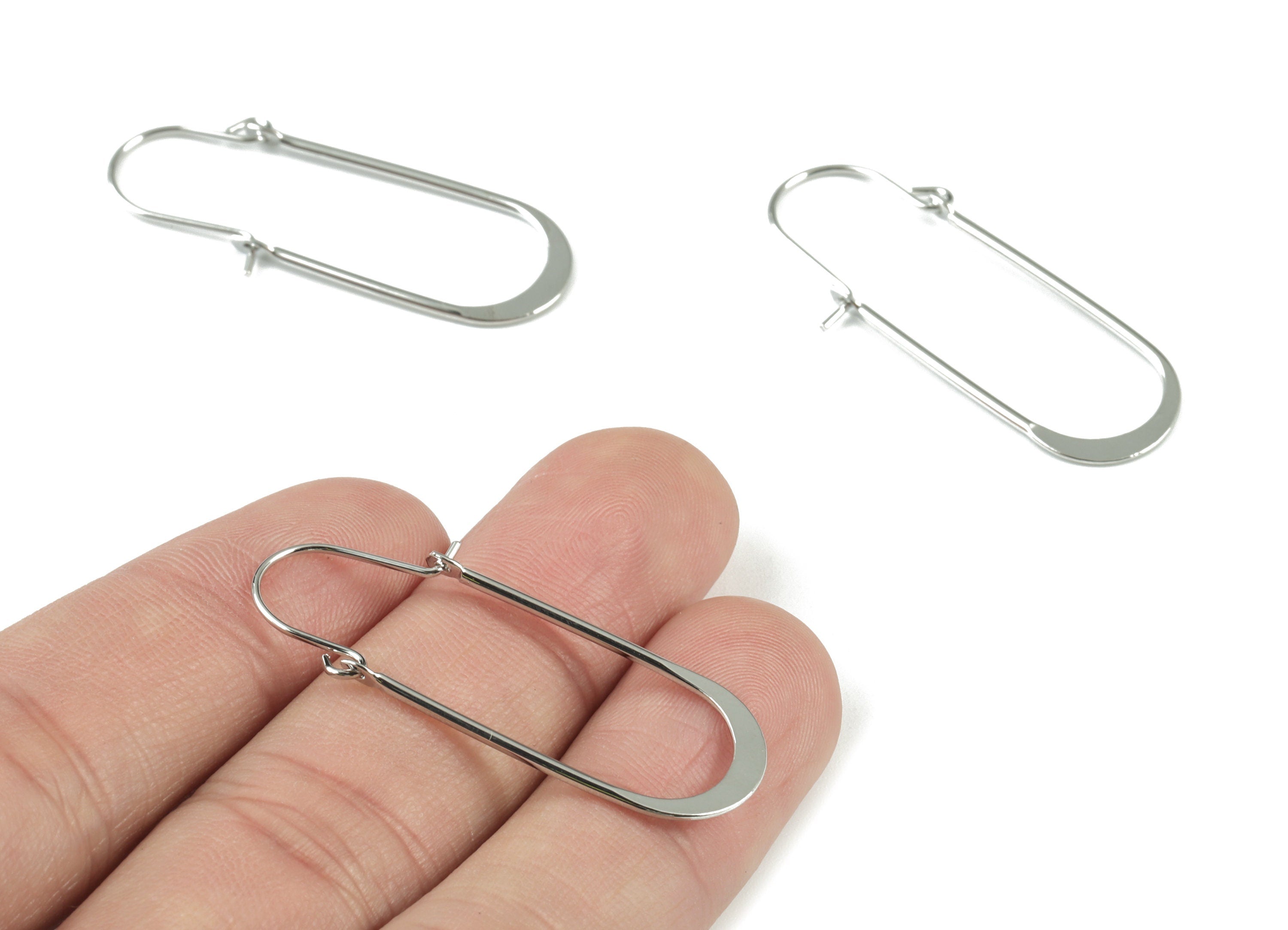Silver Hammered Earring Wire - 18K Real White Gold Brass Earrings - Earring Findings - Jewelry Supplies - 41.16x14.15x2.34mm - RGP2734S - DOMEDBAZAAR