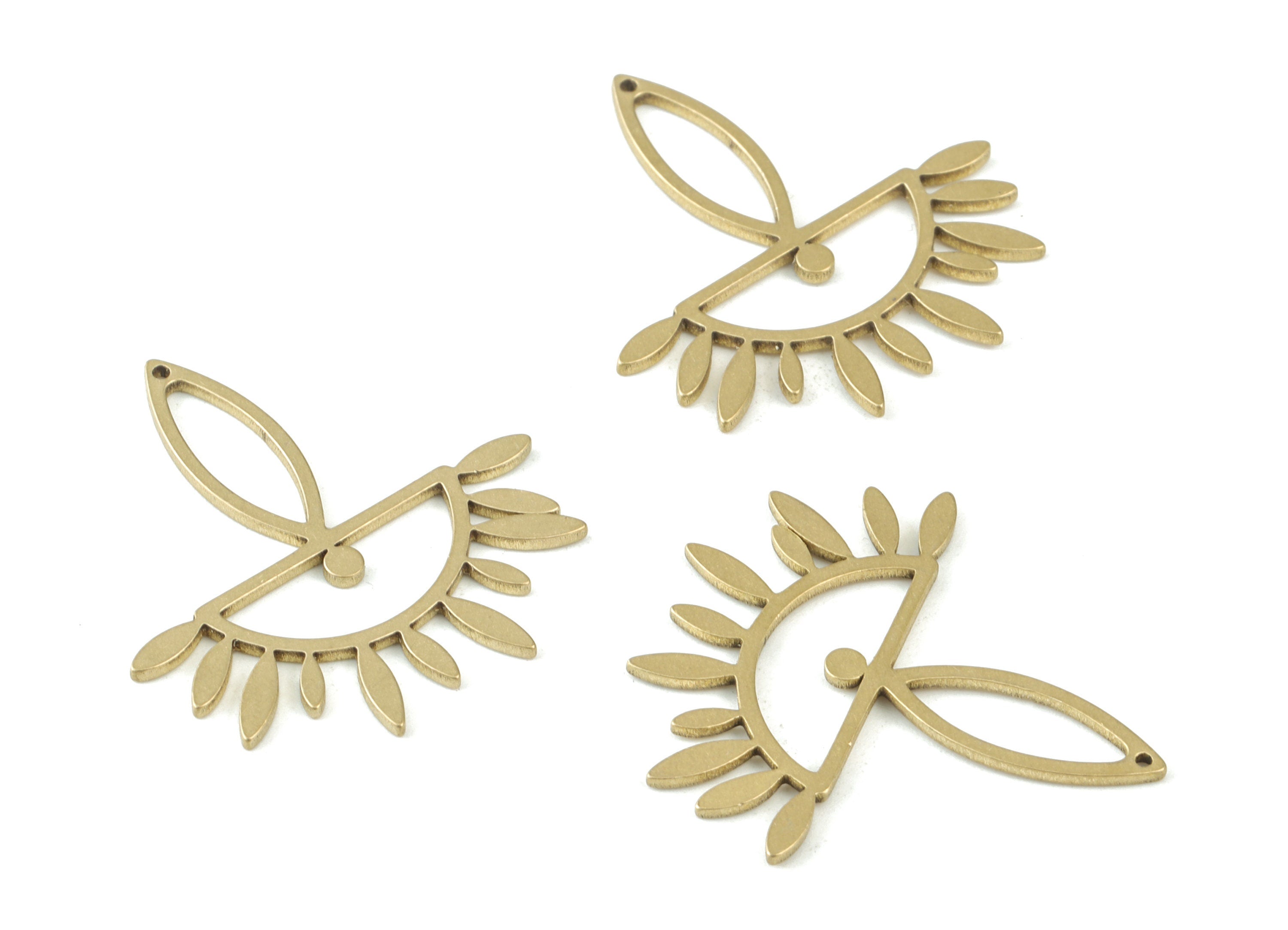 Marquise Semi Circle Pendant - Raw Brass Marquise Half moon Earring Charms - Jewelry Supplies - 30x28x1mm - PPM3506 - DOMEDBAZAAR