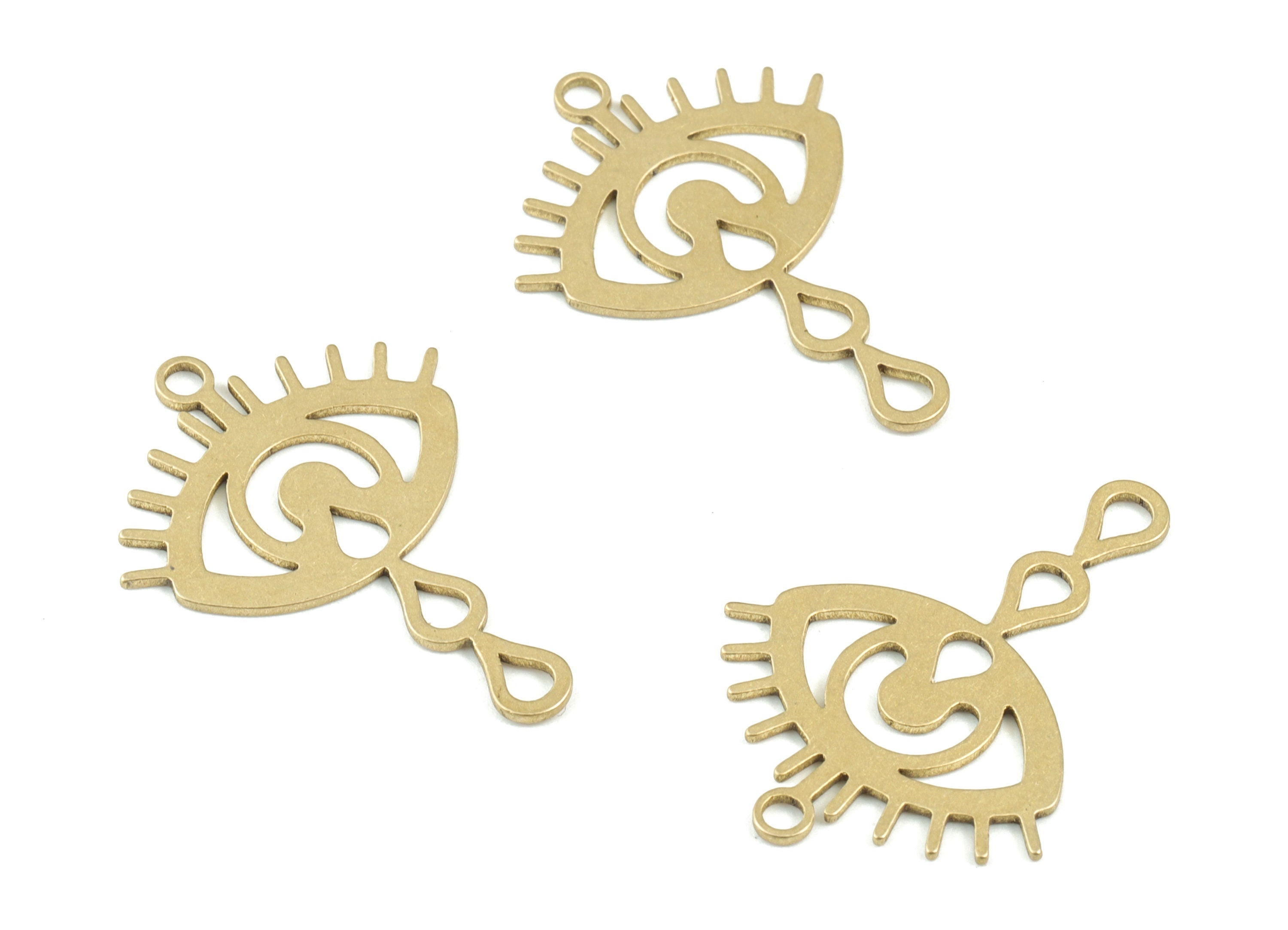 Eye Tears Earring Connector - Raw Brass Tears Eye Pendant - Jewelry Supplies - 30x22x0.8mm - PPM3512 - DOMEDBAZAAR
