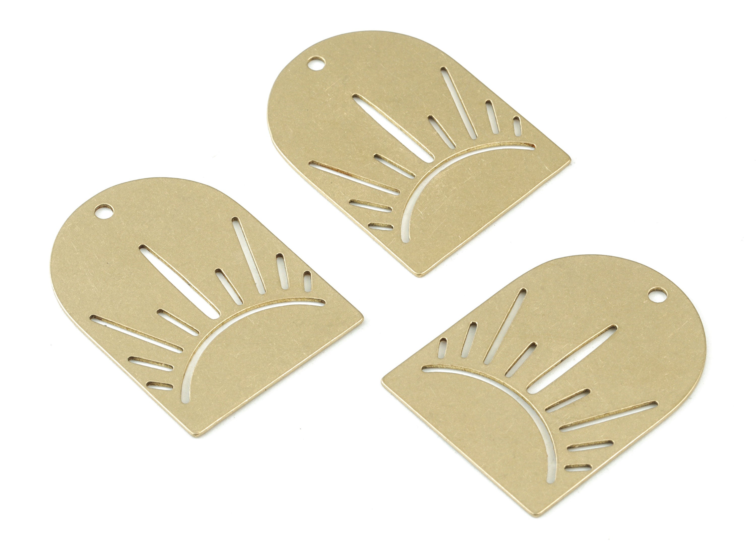 Sun Domed Earring Charms - Raw Brass Domed Sun Pendant - Jewelry Making Supplies - 30x22x0.6mm - PPM3522 - DOMEDBAZAAR