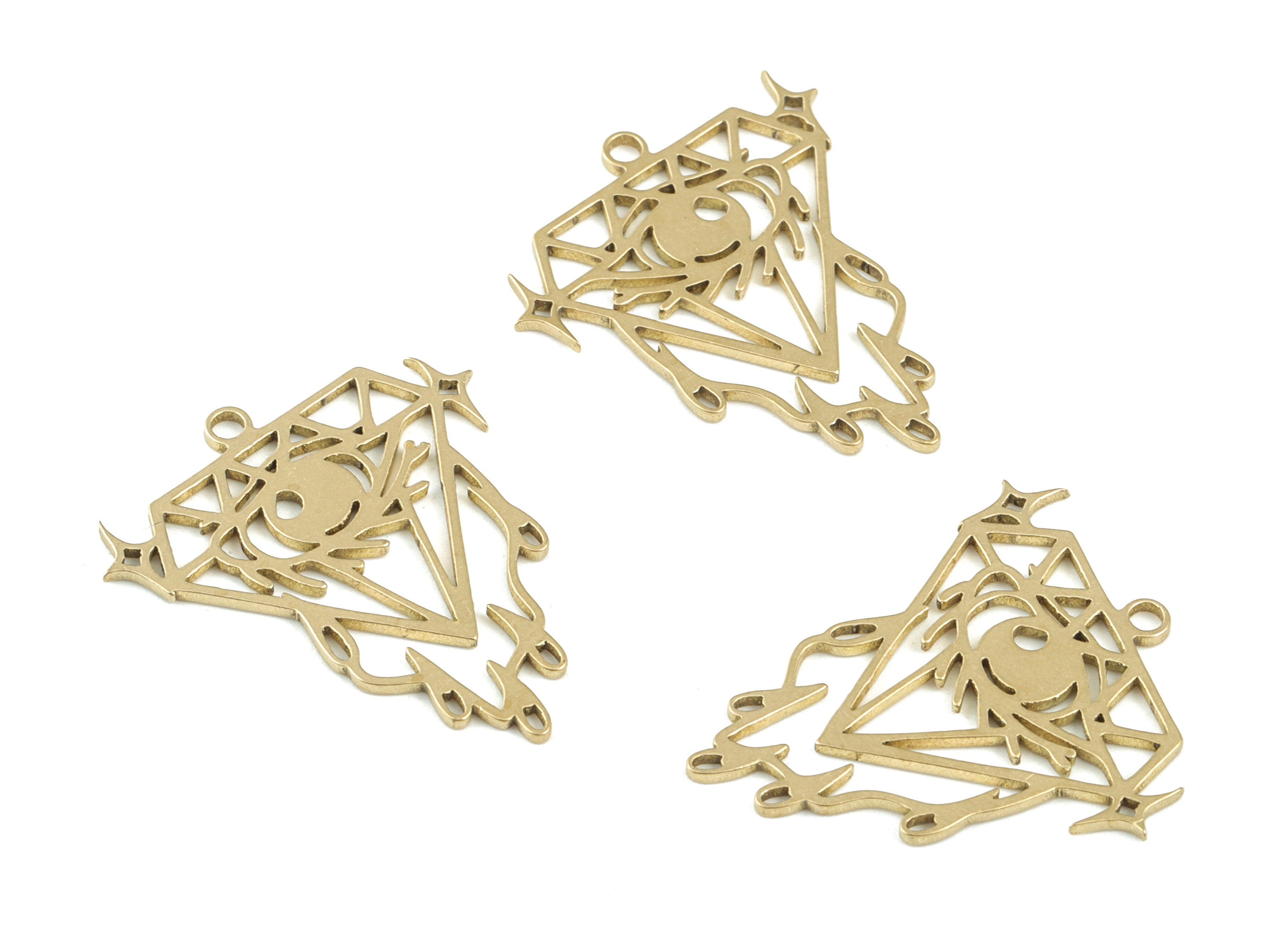 Diamond Earring Connector - Raw Brass Diamond Earring Charms - Jewelry Making Supplies - 30x26x1mm - PPM3504 - DOMEDBAZAAR