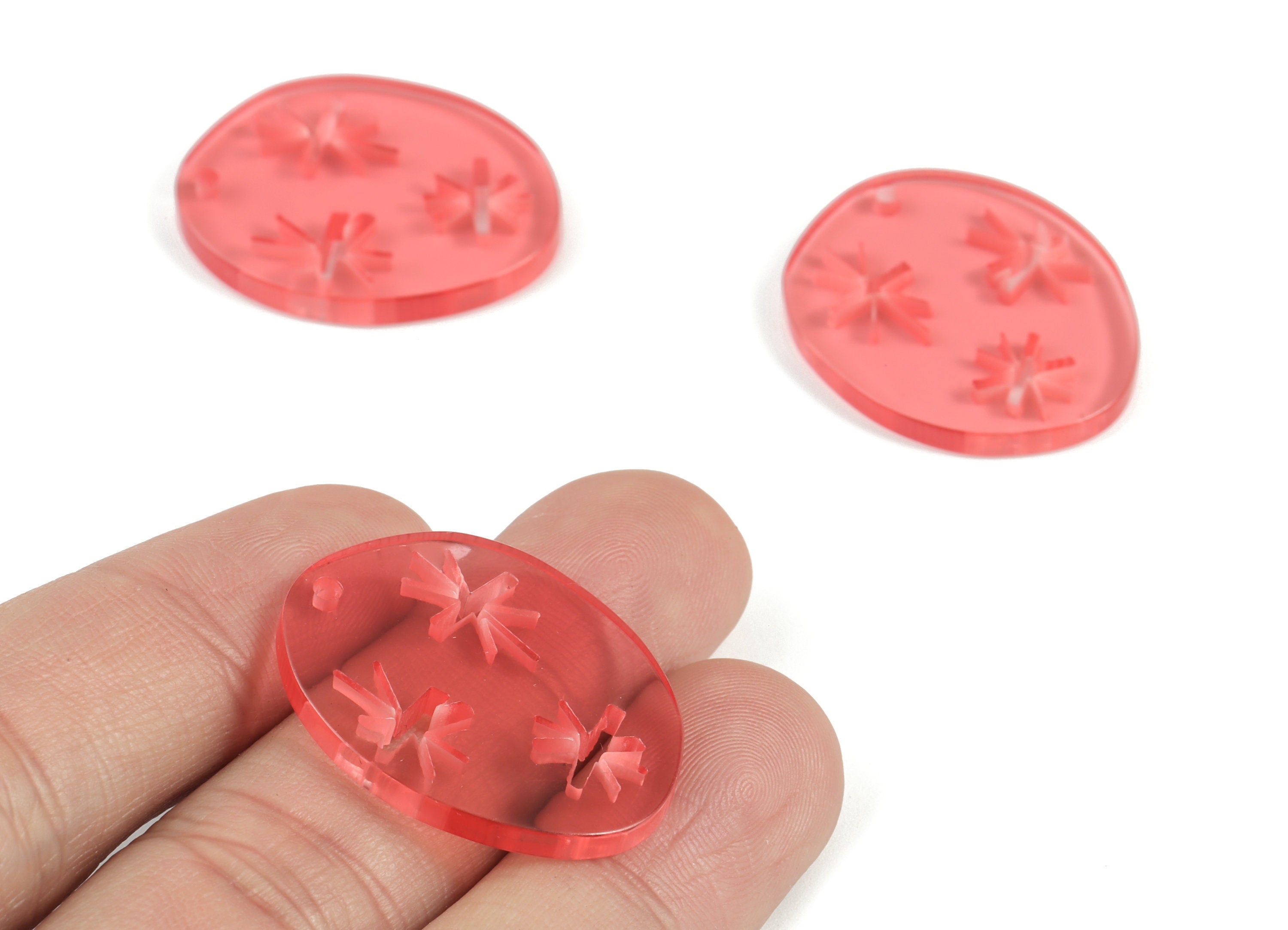 Bead door window curtain - Acrylic Snowflake Round Red wind bell chimes - Round Earring Charms  - Color Code:A465- 29x24x3mm - AC2131-A465 - DOMEDBAZAAR