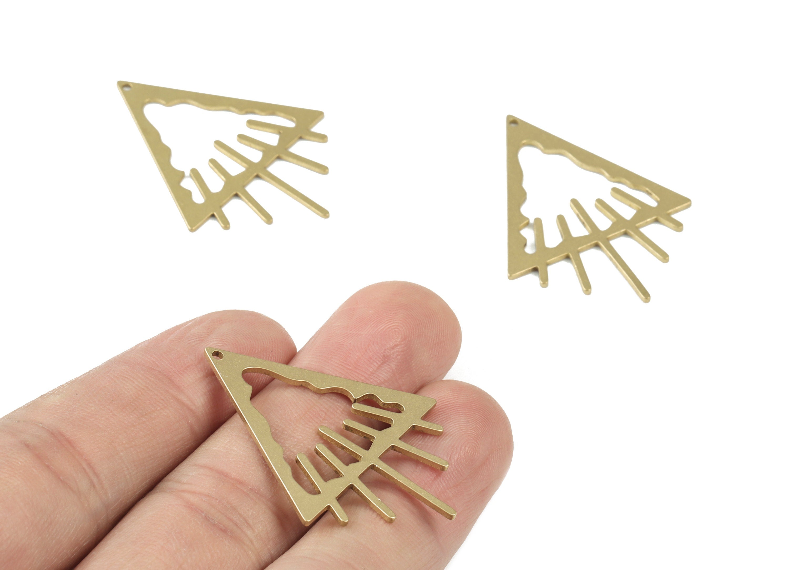 Triangle Earring Charms - Raw Brass Triangle Pendant - Jewelry Making Supplies - 38x29x1mm - PPM3511 - DOMEDBAZAAR