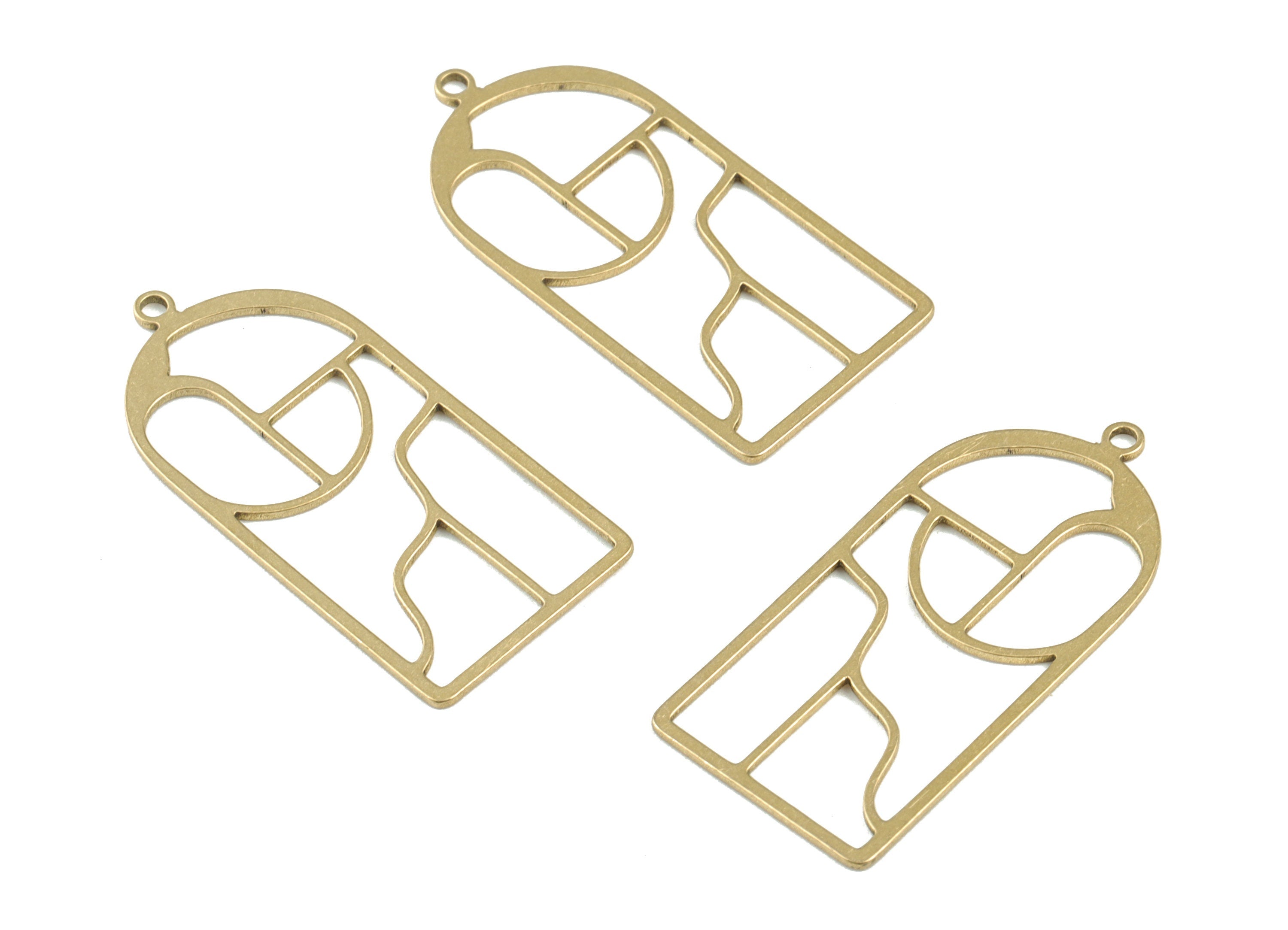 Domed Geometric Pendant - Raw Brass Domed Earring Charms - Jewelry Making Supplies - 32x15x0.8mm - PPM3708 - DOMEDBAZAAR