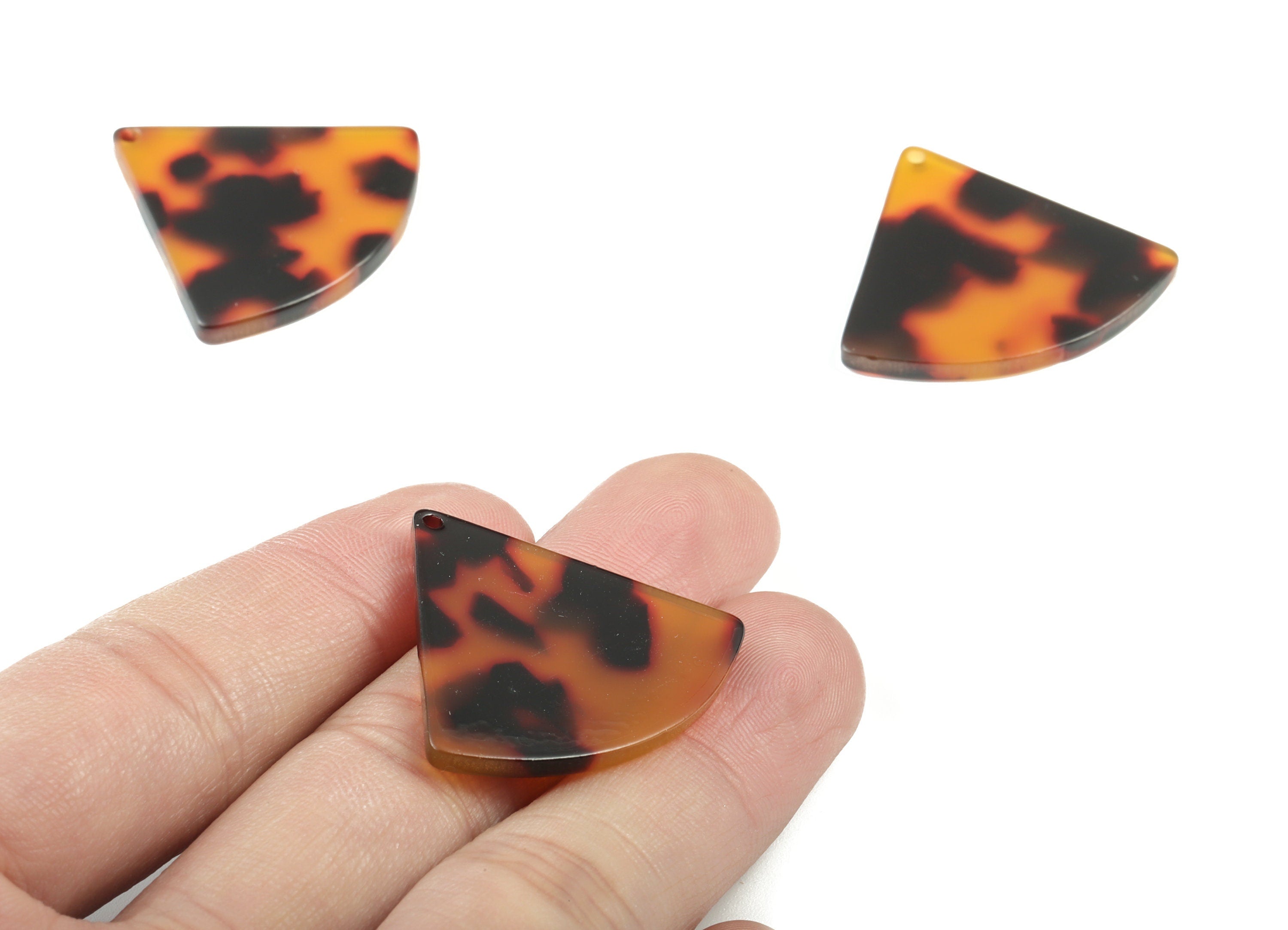 Acetate Fan Charms - Tortoise Shell Earrings - Pizza Slice Pendant - Jewelry Making Supplies - Color Code: A04 - 31.2x34.5mm - AC1081-A04 - DOMEDBAZAAR