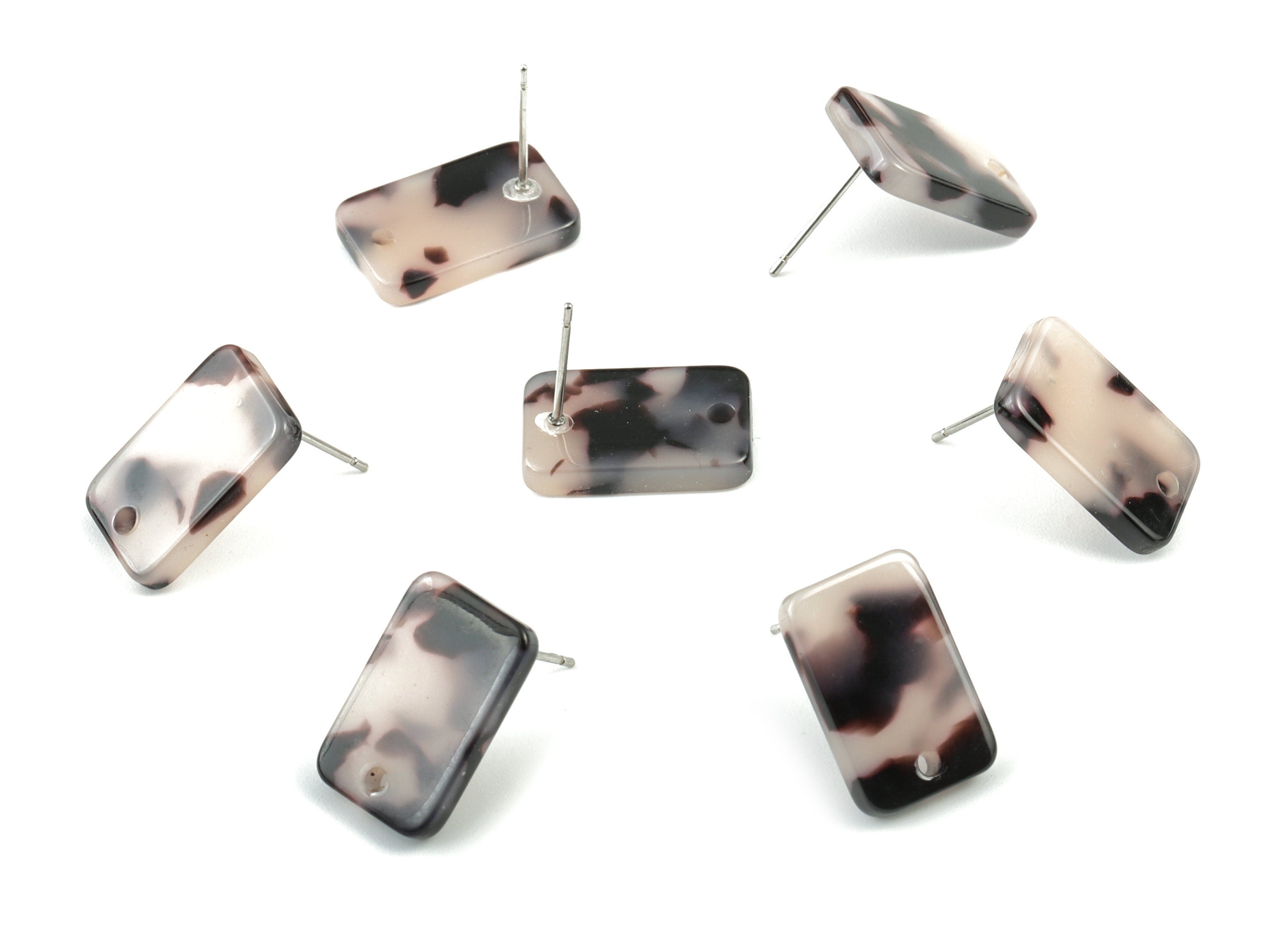 Acetate Rectangle Earring Post - Rectangle Earring Stud - Blond Tortoise Shell Earrings - Color Code: A06 - 16.9x10.9x2.7mm - AC1579-A06 - DOMEDBAZAAR