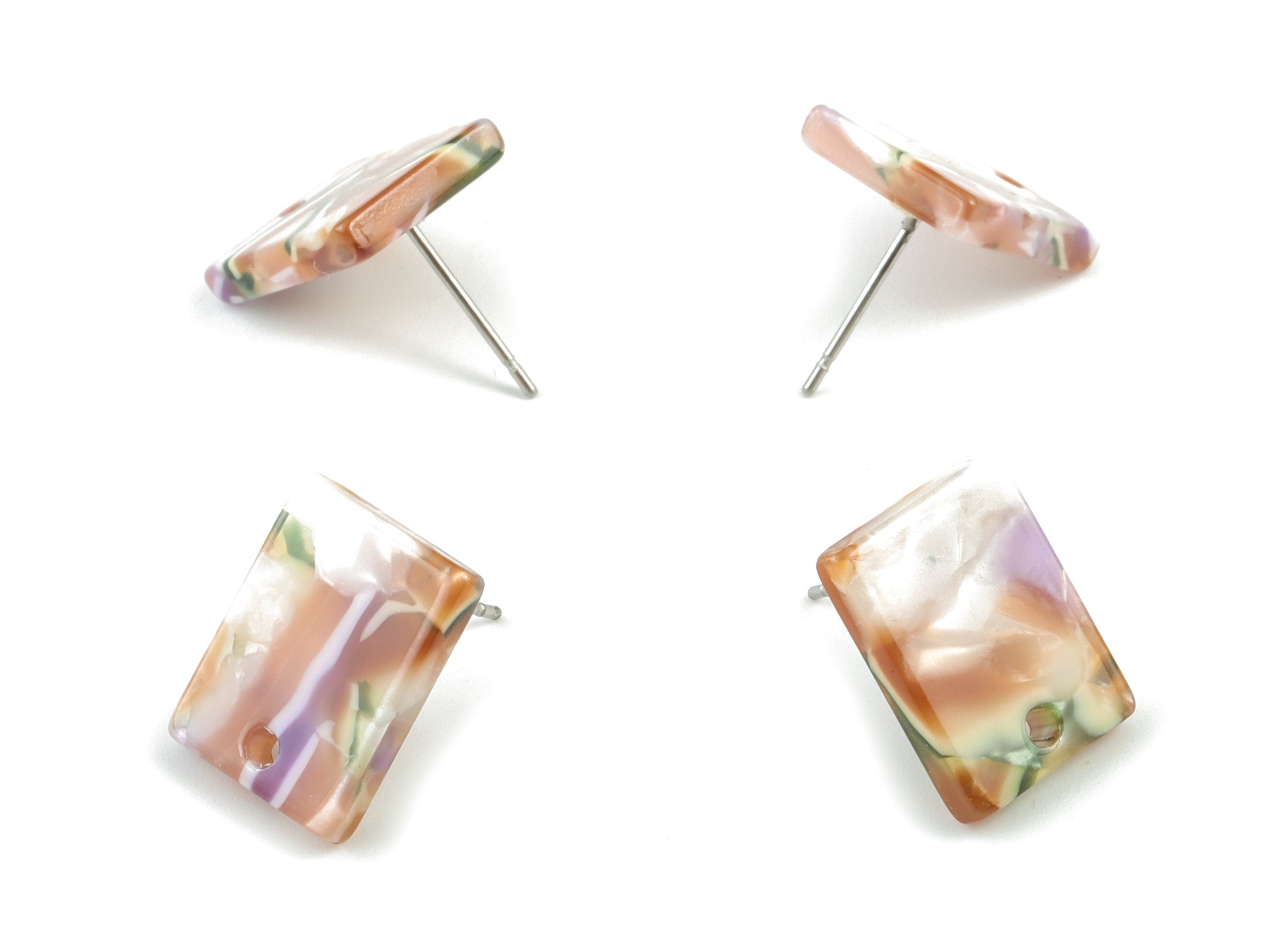 Acetate Rectangle Earring Stud - Rectangle Earring Post - Surgical Stud - Jewelry Supplies - Color Code: A537 - 15.5x11.8x2mm - AC1663-A537 - DOMEDBAZAAR