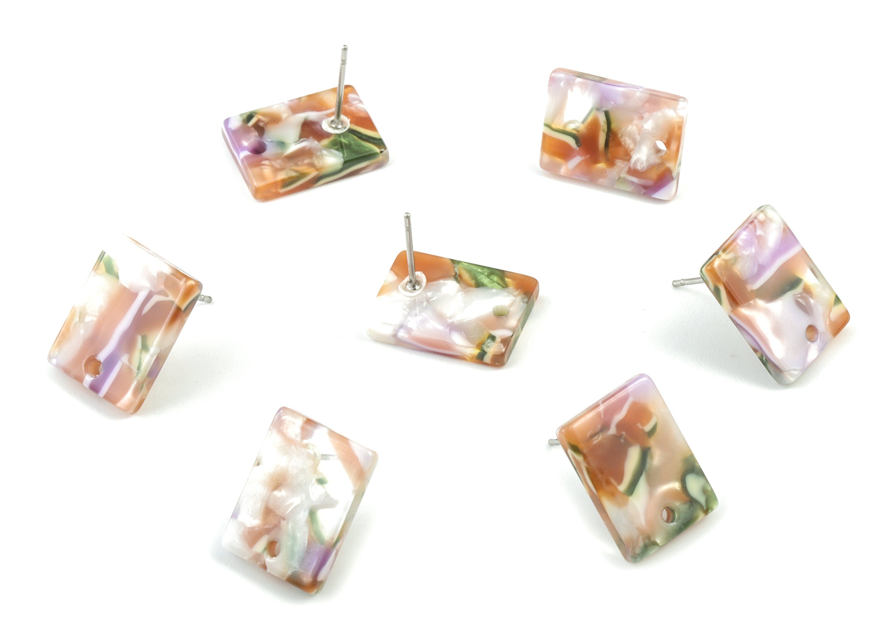 Acetate Rectangle Earring Stud - Rectangle Earring Post - Surgical Stud - Jewelry Supplies - Color Code: A537 - 15.5x11.8x2mm - AC1663-A537 - DOMEDBAZAAR