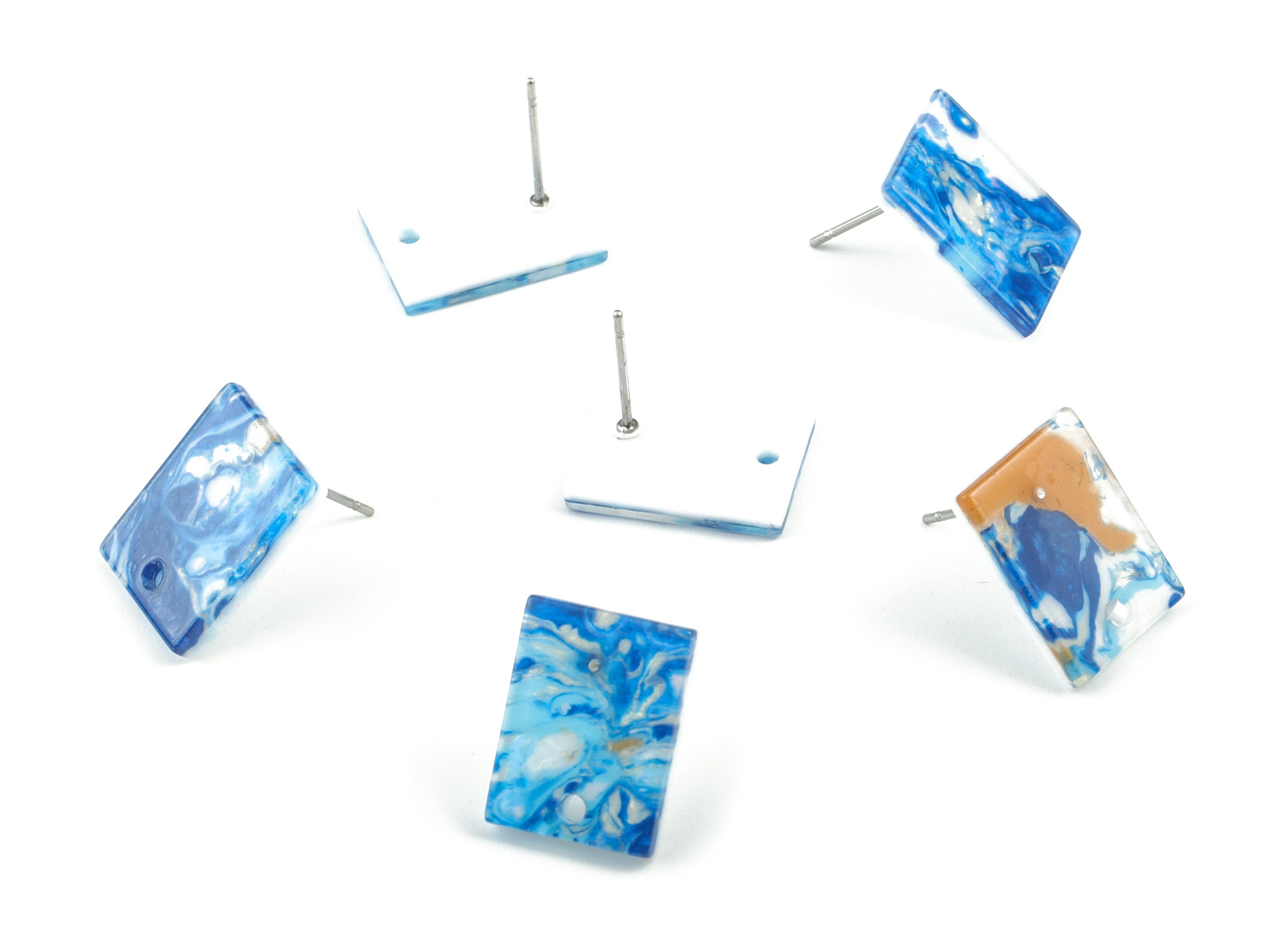 Acetate Rectangle Earring Stud - Rectangle Earring Post - Surgical Stud - Jewelry Supplies - Color Code: A387 - 15.5x11.8x2mm - AC1663-A387 - DOMEDBAZAAR