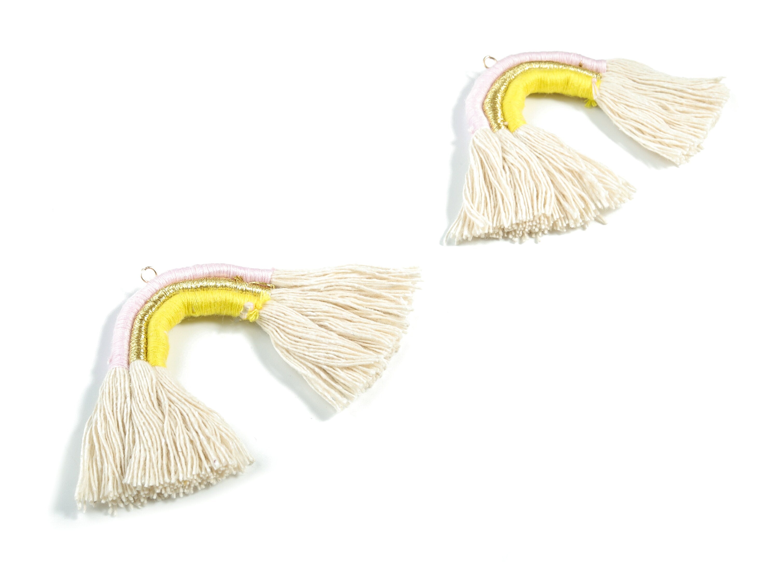 Rainbow Tassel Earrings - Cotton Earring Tassels - Rainbow Fringe Earrings - Luxe Tassel - Jewelry Supplies - 91.32x60.42x5.47mm - TS1174C - DOMEDBAZAAR