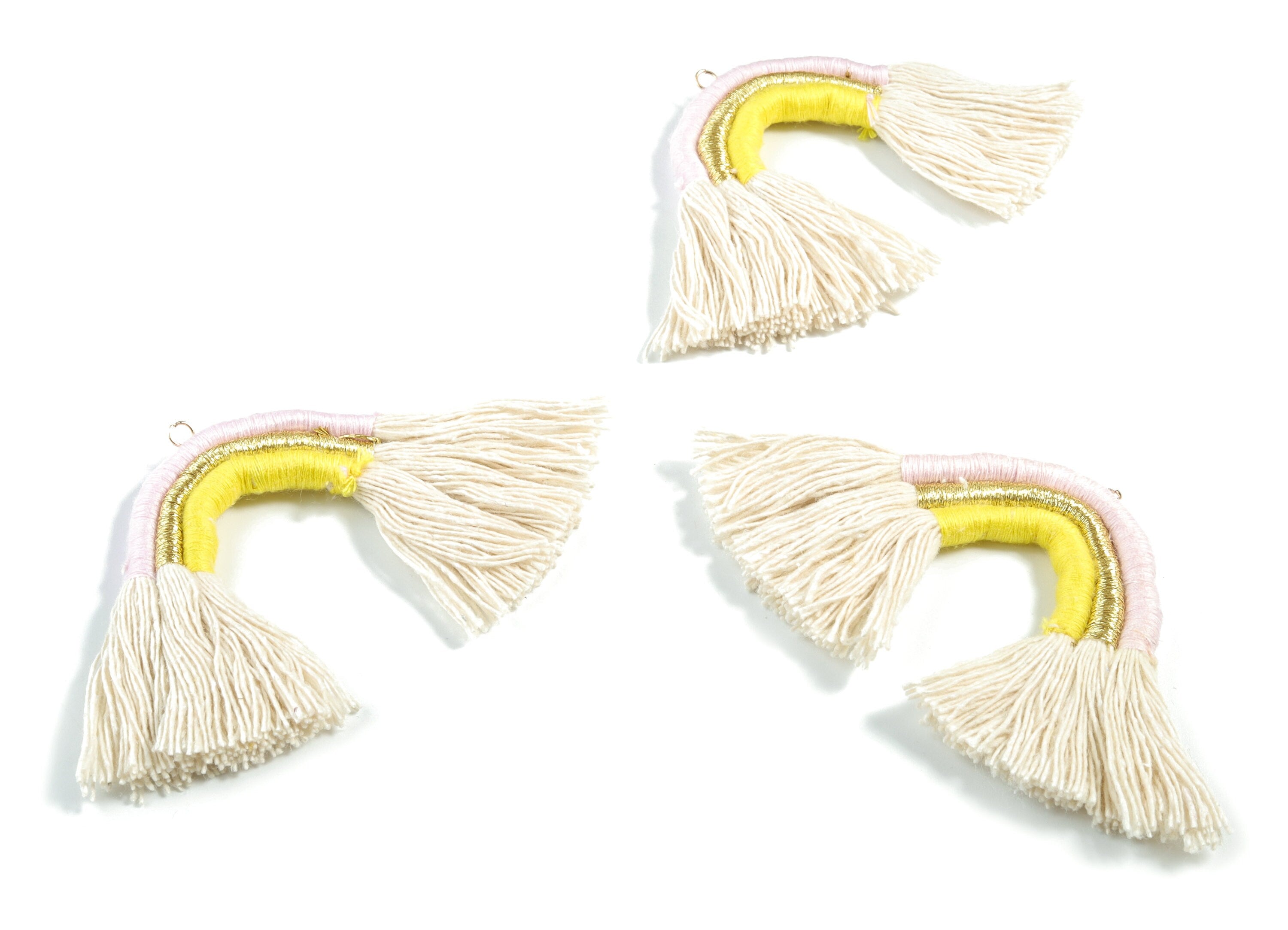 Rainbow Tassel Earrings - Cotton Earring Tassels - Rainbow Fringe Earrings - Luxe Tassel - Jewelry Supplies - 91.32x60.42x5.47mm - TS1174C - DOMEDBAZAAR
