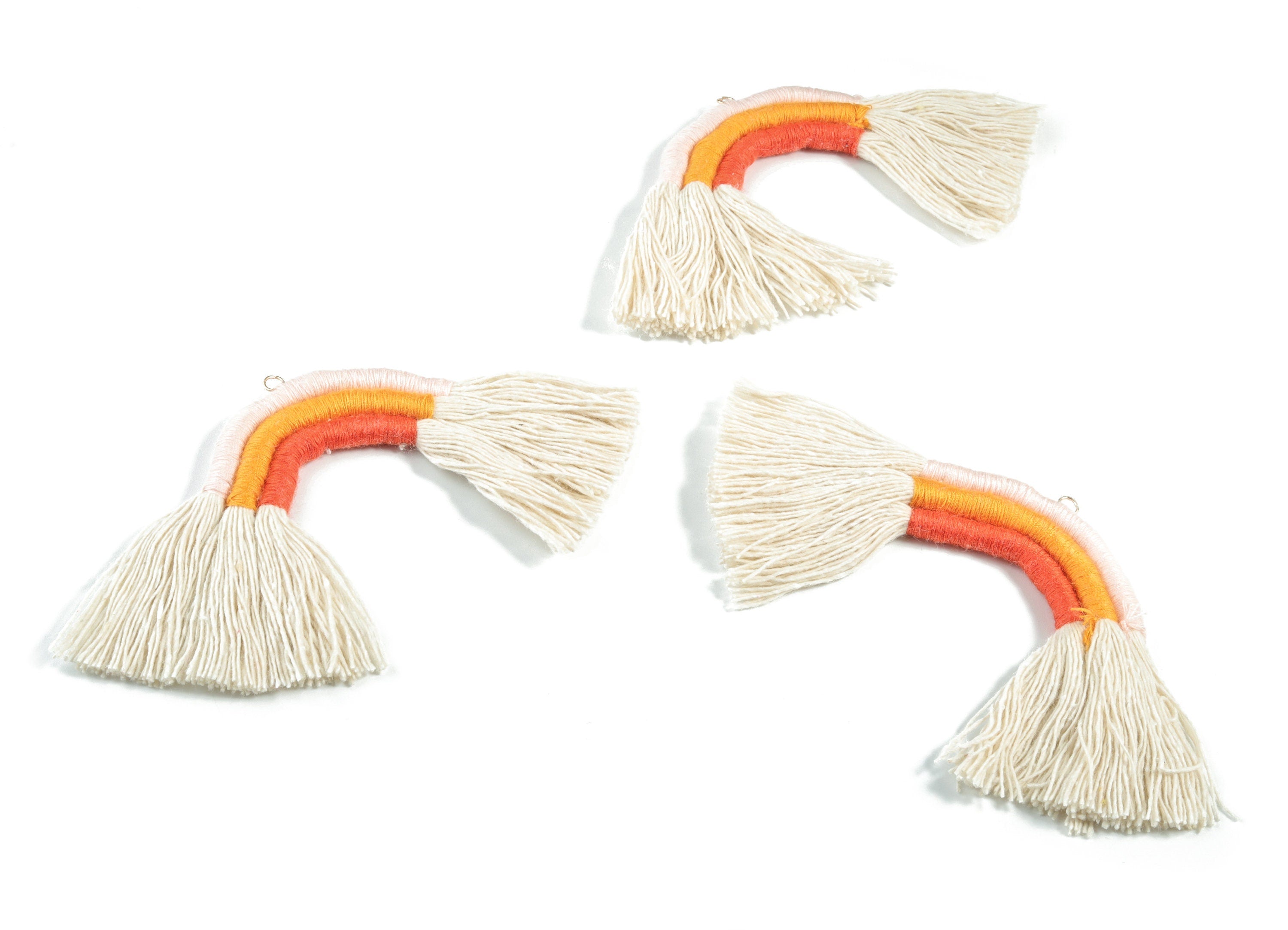 Rainbow Tassel Earrings - Cotton Earring Tassels - Rainbow Fringe Earrings - Luxe Tassel - Jewelry Supplies - 91.32x60.42x5.47mm - TS1174A - DOMEDBAZAAR