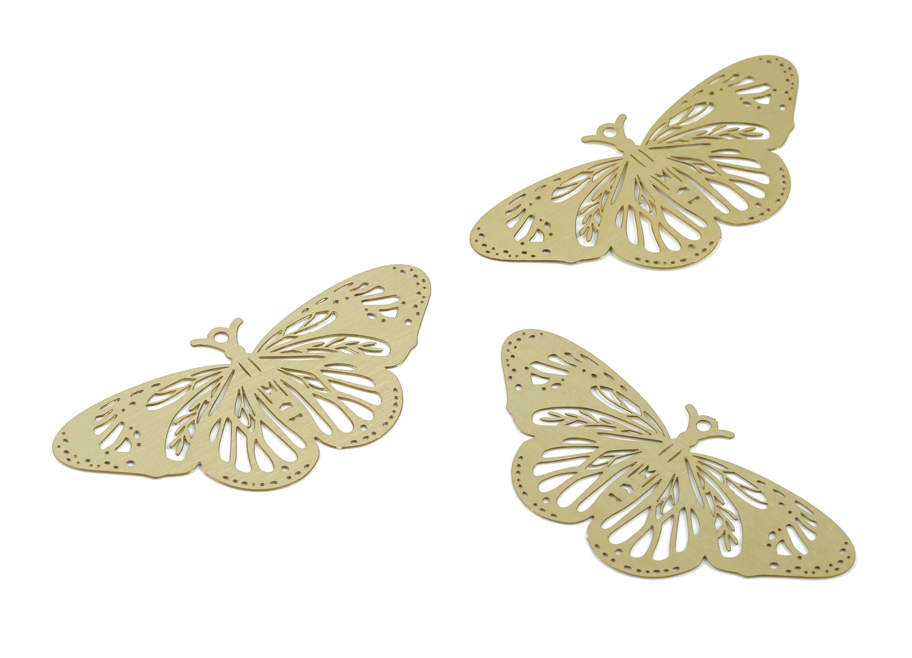 Brass Moth Earring Charms - Raw Brass Moth Pendant - Earring Findings - Jewelry Supplies - 48.58x23.38x0.28mm - JJB6524 - DOMEDBAZAAR