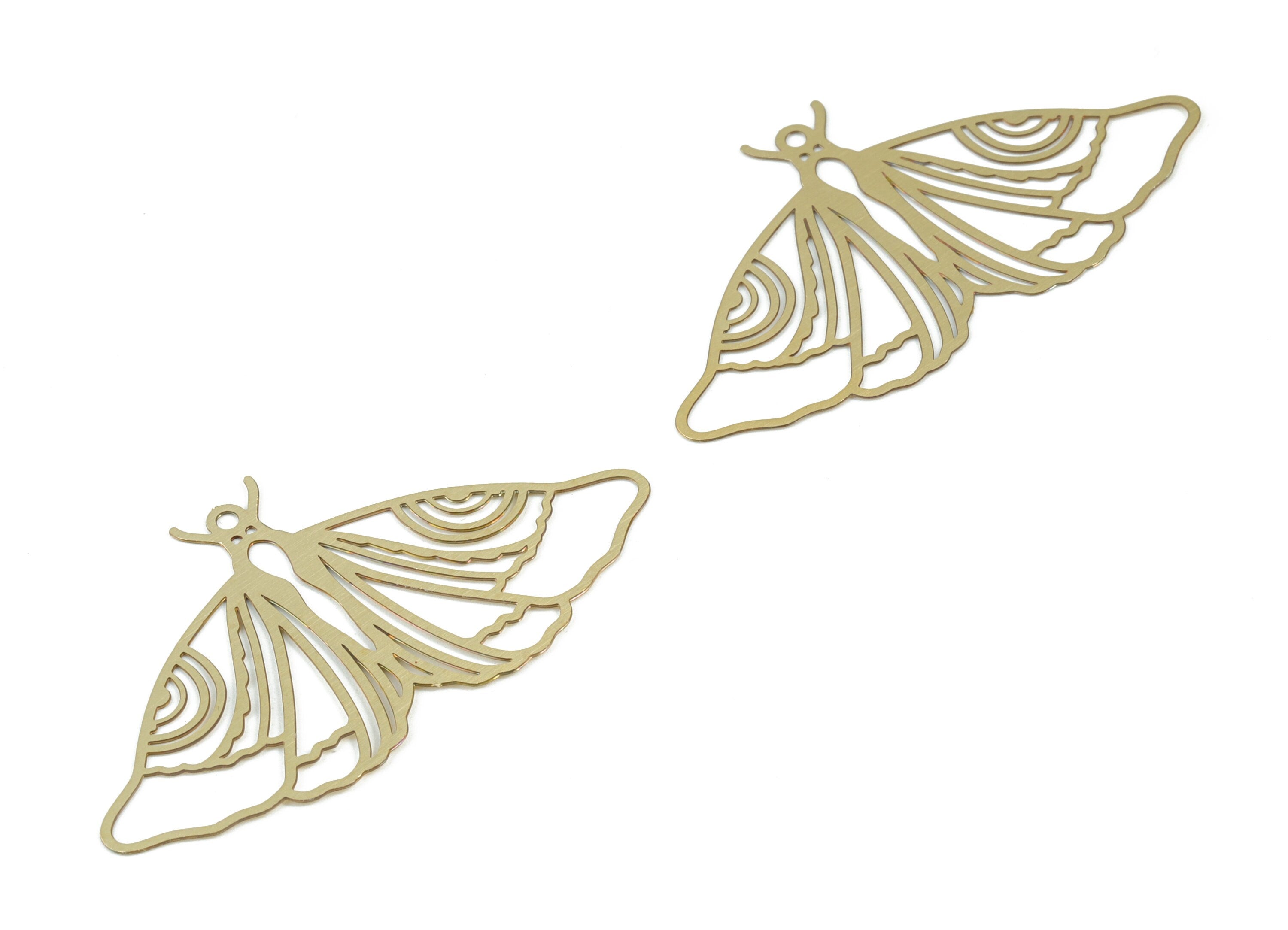 Brass Butterfly Earring Charms - Raw Brass Butterfly Pendant - Earring Findings - Jewelry Supplies - 49.37x27.43x0.29mm - JJB6522 - DOMEDBAZAAR