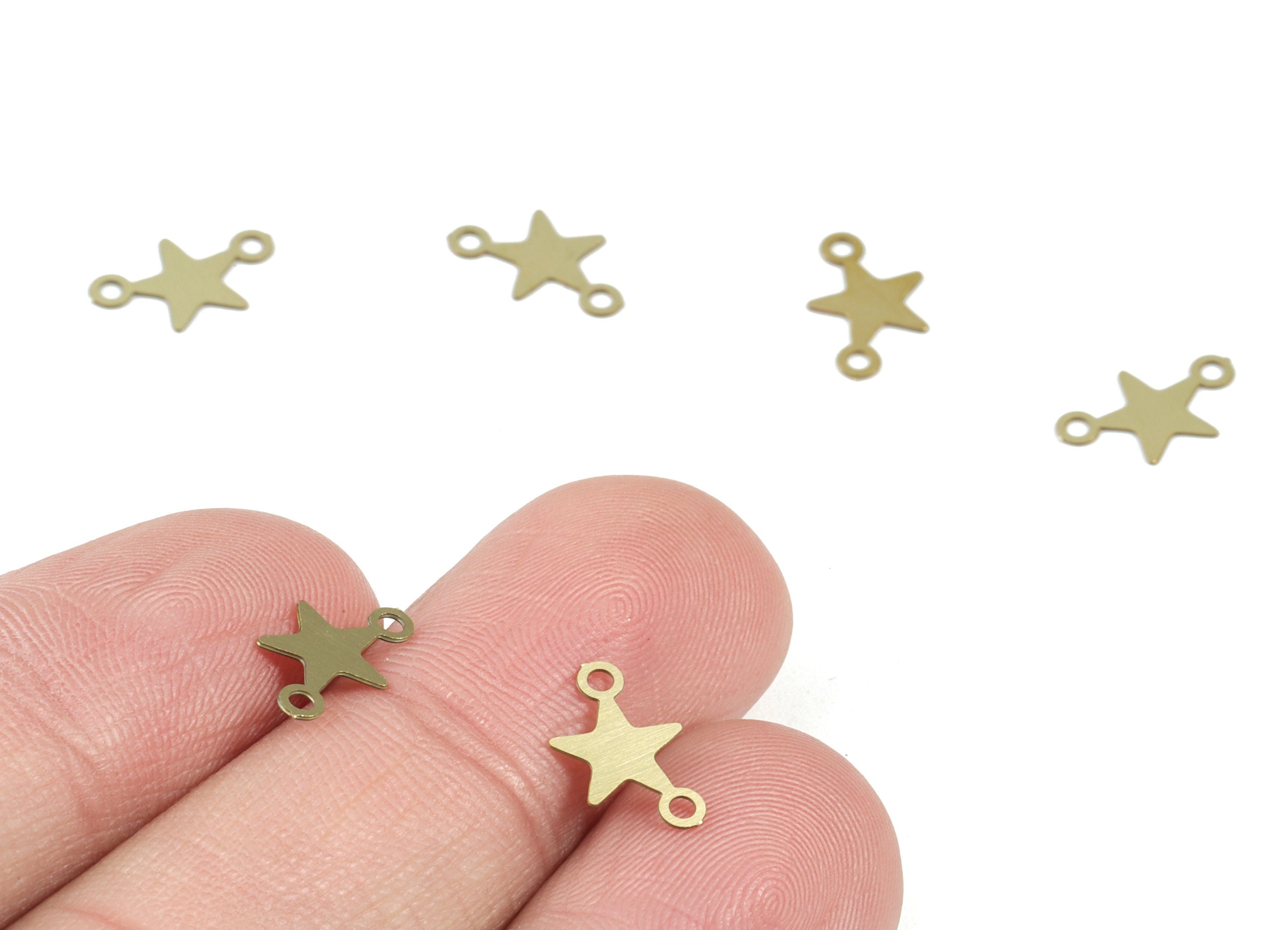 Brass Star Earring Connector - Raw Brass Star Earring Charms - Earring Findings - Jewelry Supplies - 11.22x6.62x0.28mm - JJC12131 - DOMEDBAZAAR