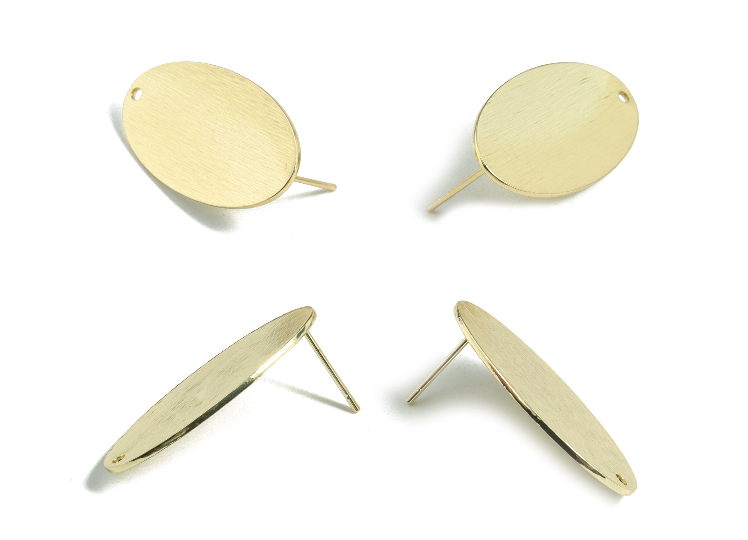 Gold Oval Textured Earring Stud - Gold Oval Textured Earring Post - 316 Stainless Steel Stud - Jewelry Supplies - 29x15.53x0.86mm - PP3020G - DOMEDBAZAAR