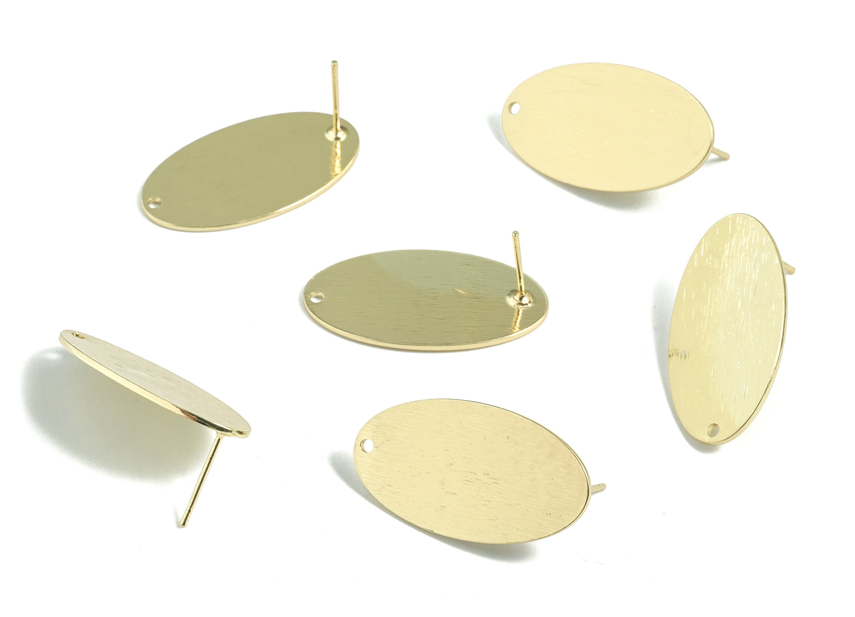 Gold Oval Textured Earring Stud - Gold Oval Textured Earring Post - 316 Stainless Steel Stud - Jewelry Supplies - 29x15.53x0.86mm - PP3020G - DOMEDBAZAAR