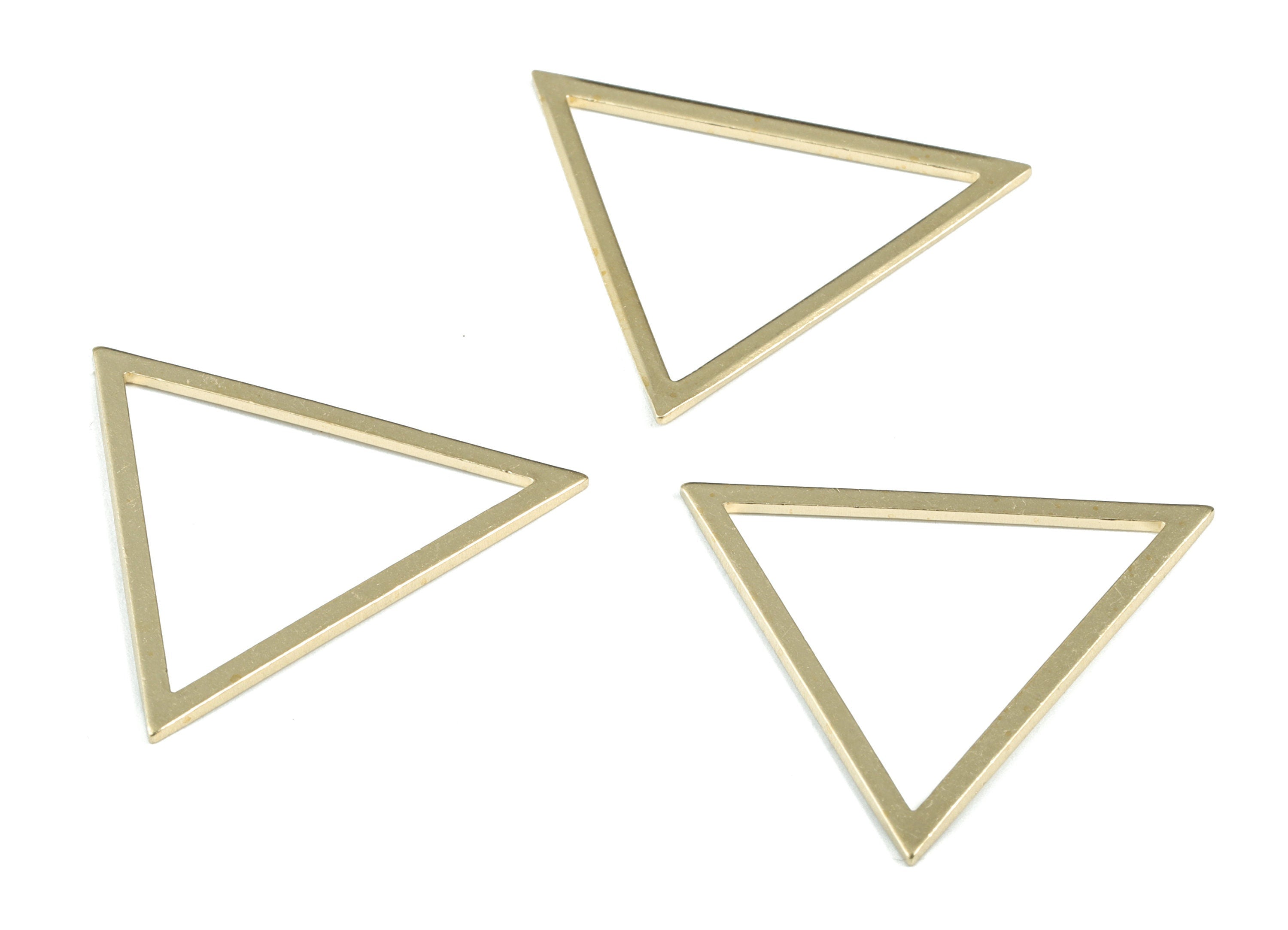 Brass Triangle Earring Charms - Raw Brass Triangle Pendant - Earring Findings - Jewelry Supplies - 33.45x29.7x1.02mm - PP3614 - DOMEDBAZAAR