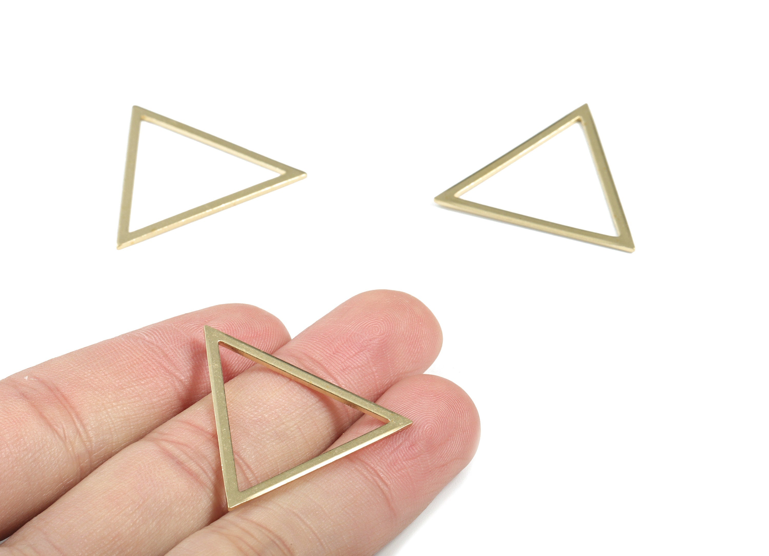 Brass Triangle Earring Charms - Raw Brass Triangle Pendant - Earring Findings - Jewelry Supplies - 33.45x29.7x1.02mm - PP3614 - DOMEDBAZAAR