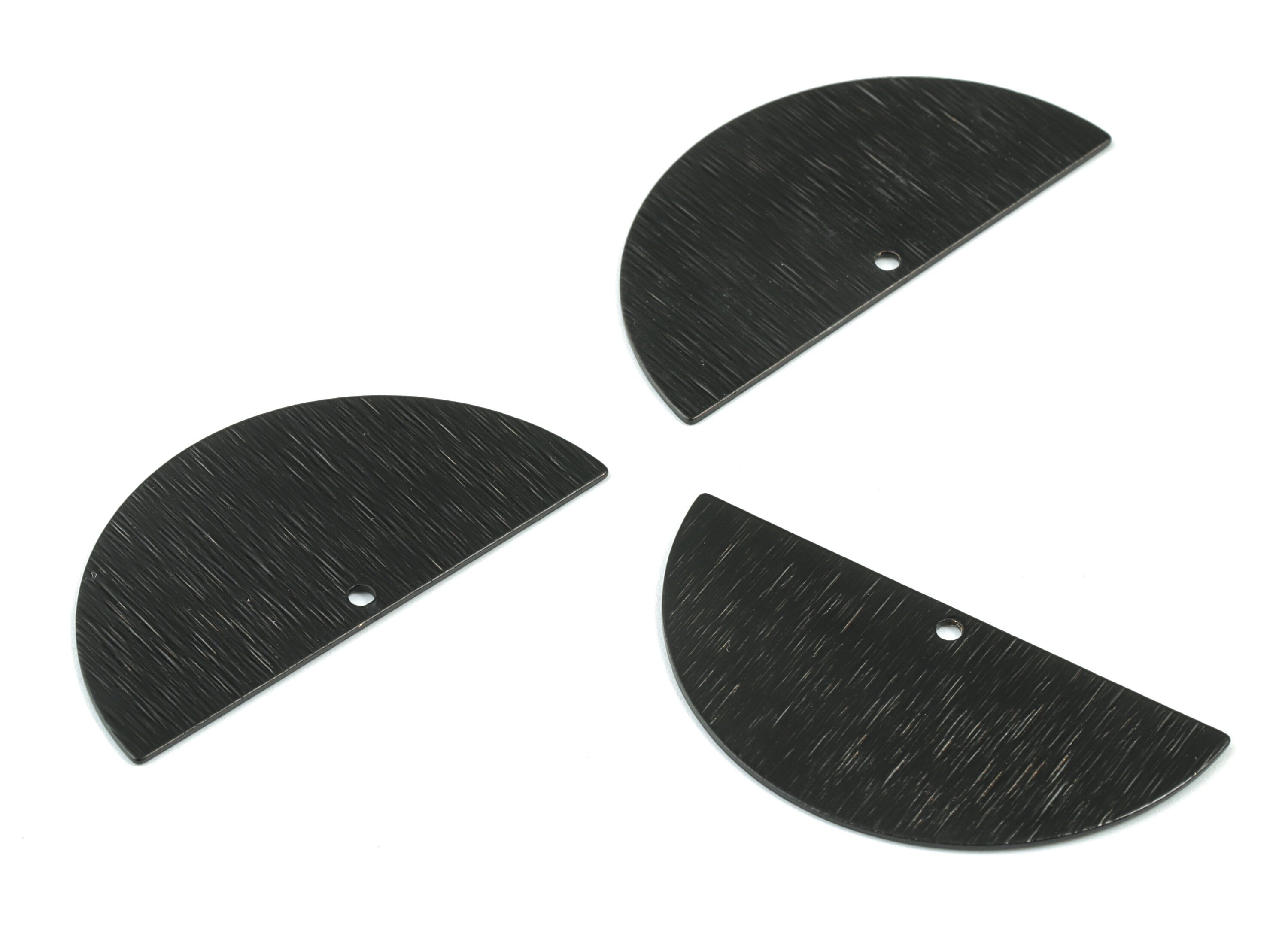 Black Semi circle Charms - Matte Black Textured Half Moon Earring Charms - Earring Findings - Jewelry Supplies - 35.88x17.5x0.6mm - PP2115B - DOMEDBAZAAR