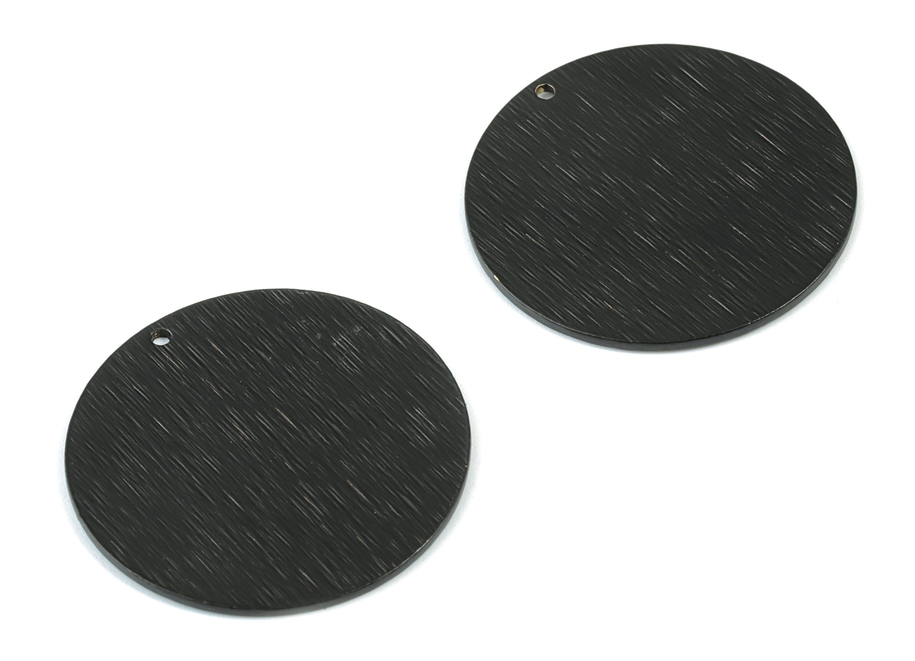 Black Round Charms - Matte Black Textured Circle Earring Charms - Earring Findings - Jewelry Supplies - 30.03x30.03x1.01mm - PP2064B - DOMEDBAZAAR