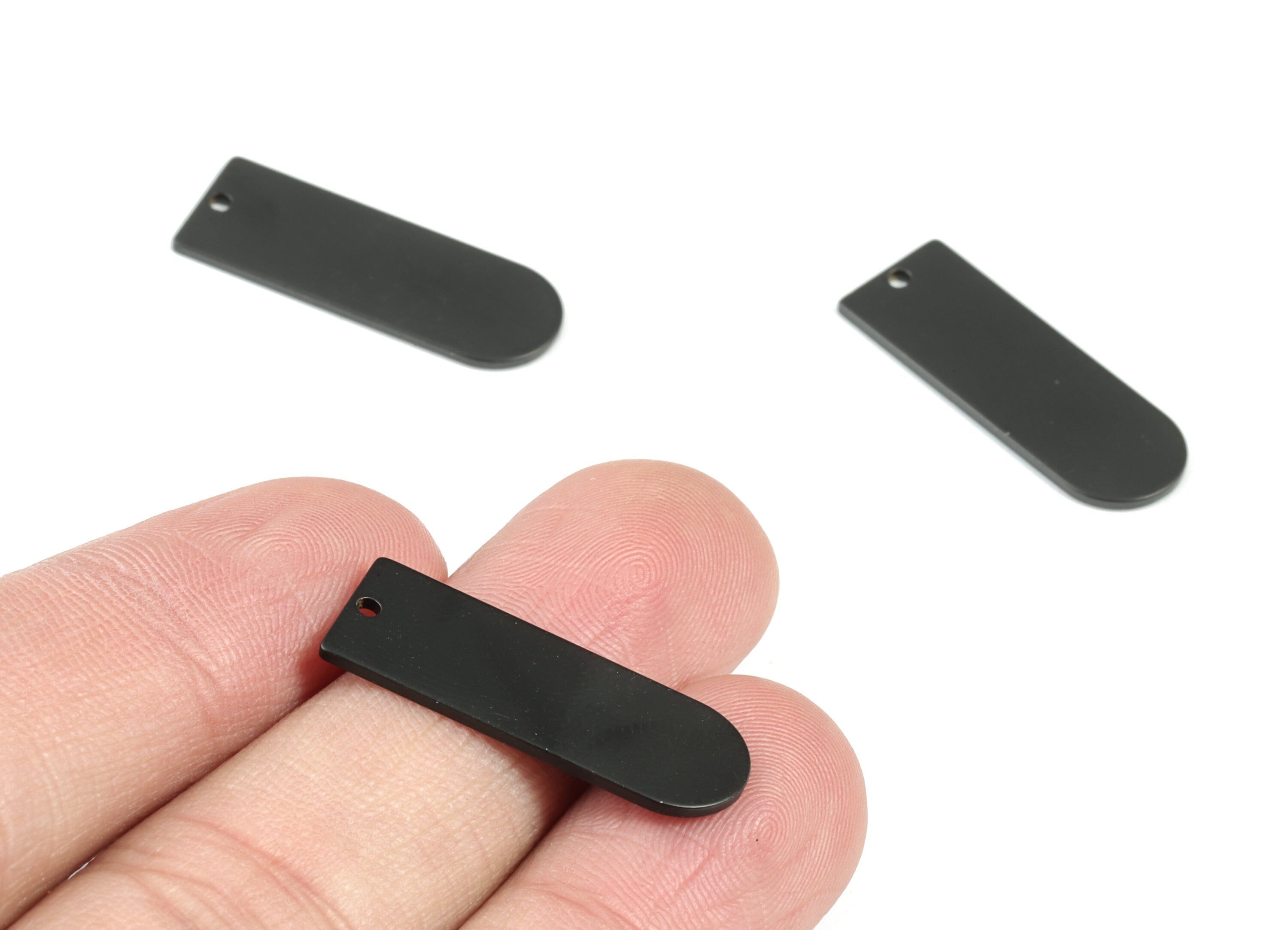 Black Long D Earring Charms - Matte Black Brass Long Oval Charms - Earring Findings - Jewelry Supplies - 26.32x9.5x0.99mm - PP1406B - DOMEDBAZAAR