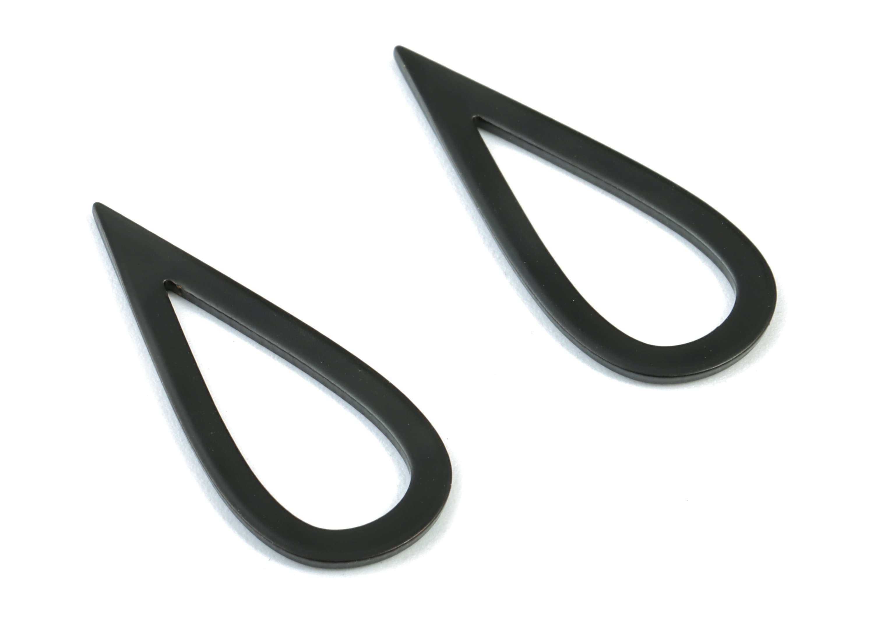 Black Drop Earring Charms - Matte Black Brass Drop Pendant - Earring Findings - Jewelry Supplies - 27.34x11.61x1.05mm - PP1933B - DOMEDBAZAAR