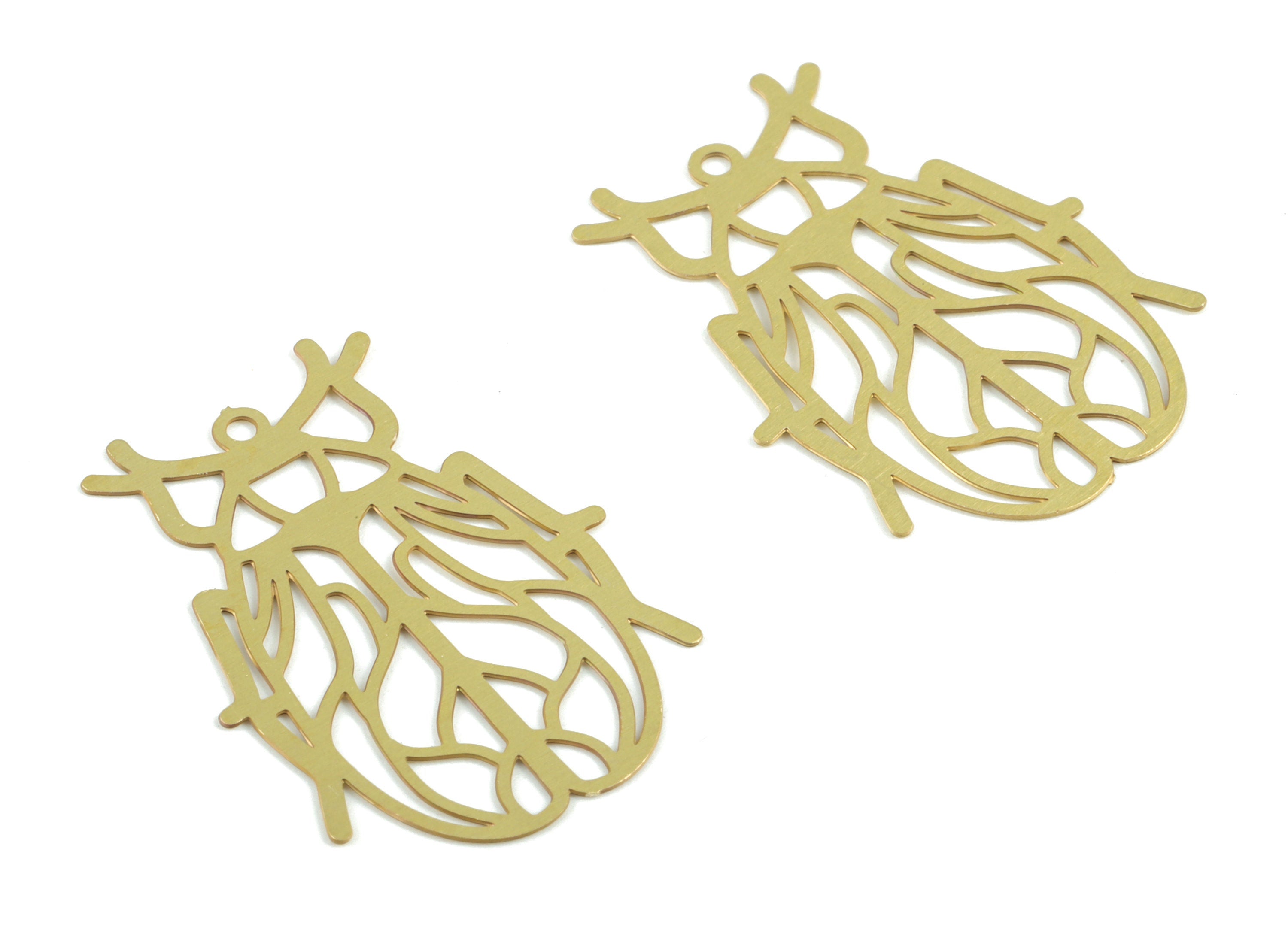 Ladybug Brass Charms - Raw Brass Ladybug Earring Charms - Jewelry Supplies - 25x18x0.3mm - JJC11928 - DOMEDBAZAAR