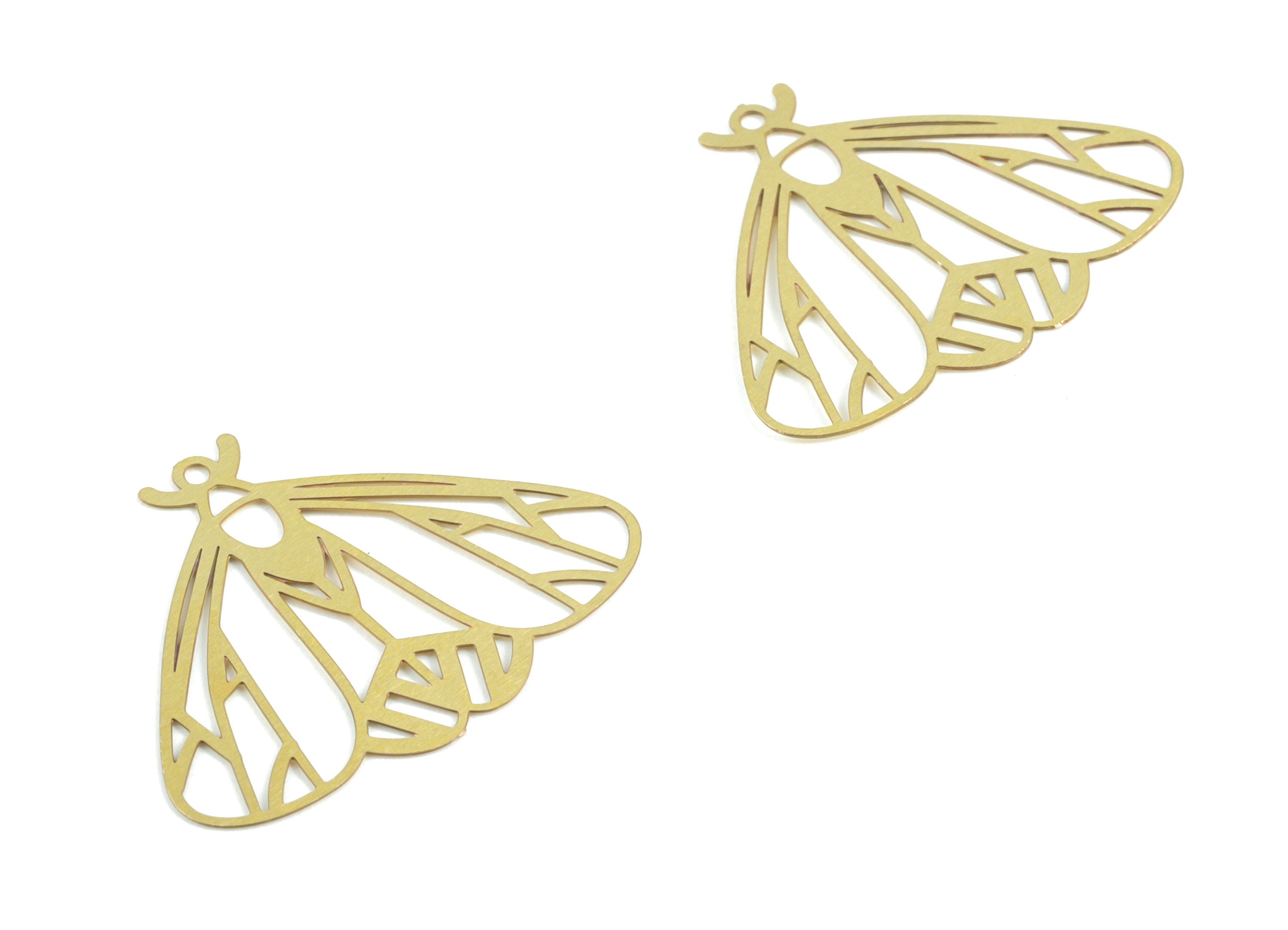 Brass Moth Earring Charms - Raw Brass Moth Charms - Jewelry Supplies - 27x21x0.3mm - JJC11929 - DOMEDBAZAAR