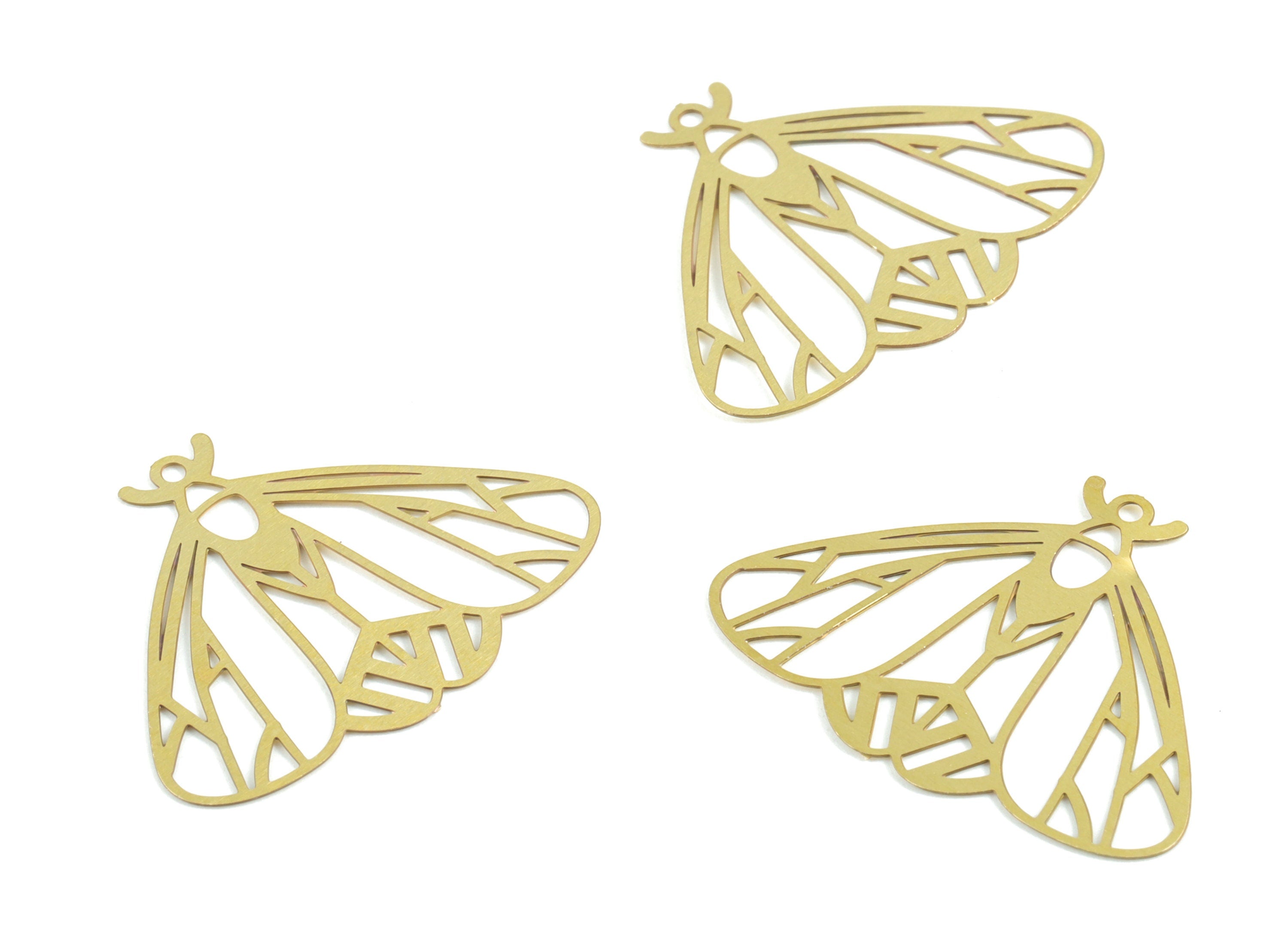 Brass Moth Earring Charms - Raw Brass Moth Charms - Jewelry Supplies - 27x21x0.3mm - JJC11929 - DOMEDBAZAAR