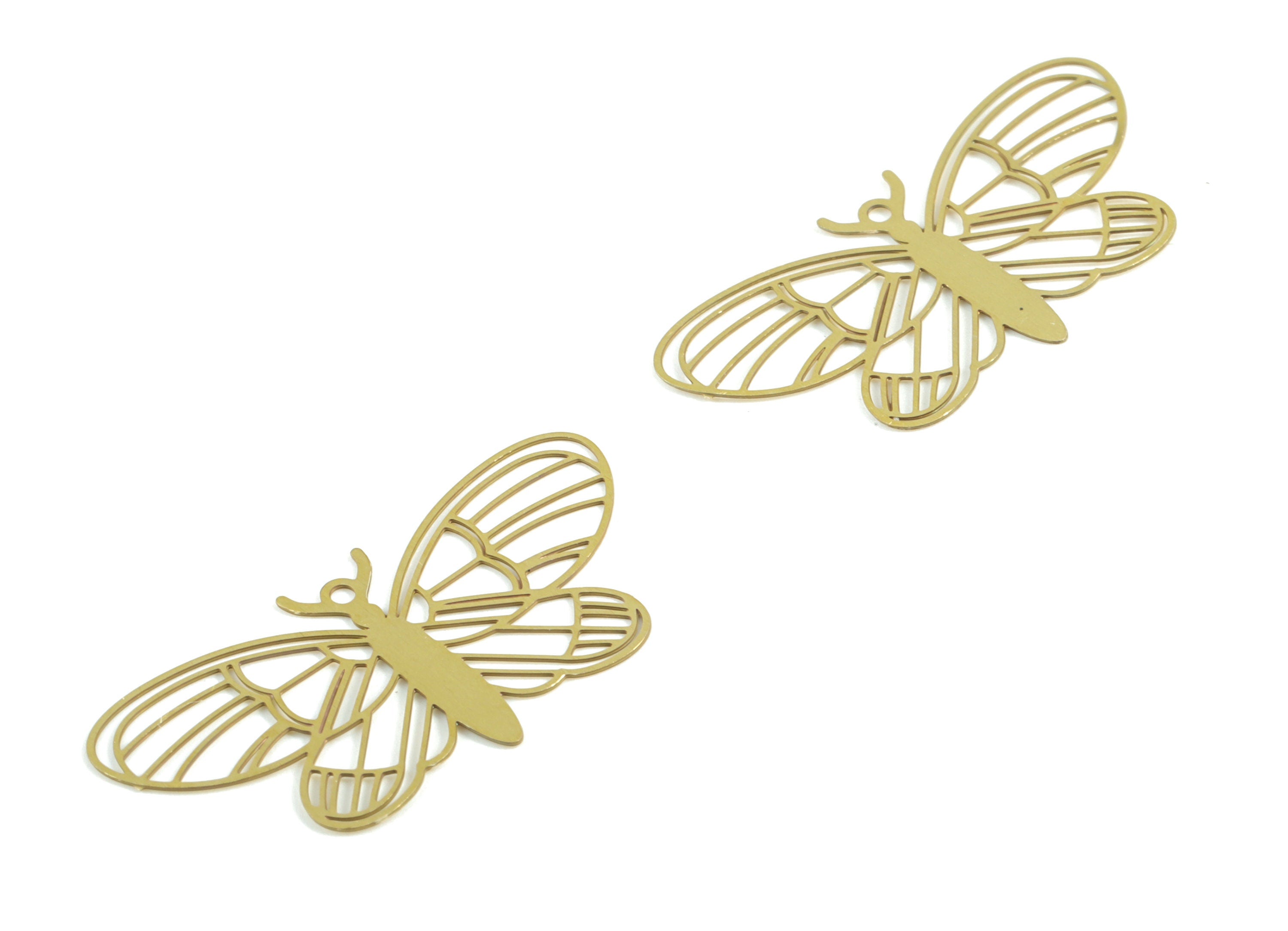 Brass Butterfly Earring Charms - Raw Brass Butterfly Charms - Jewelry Supplies - 33x15x0.3mm - JJC11930 - DOMEDBAZAAR
