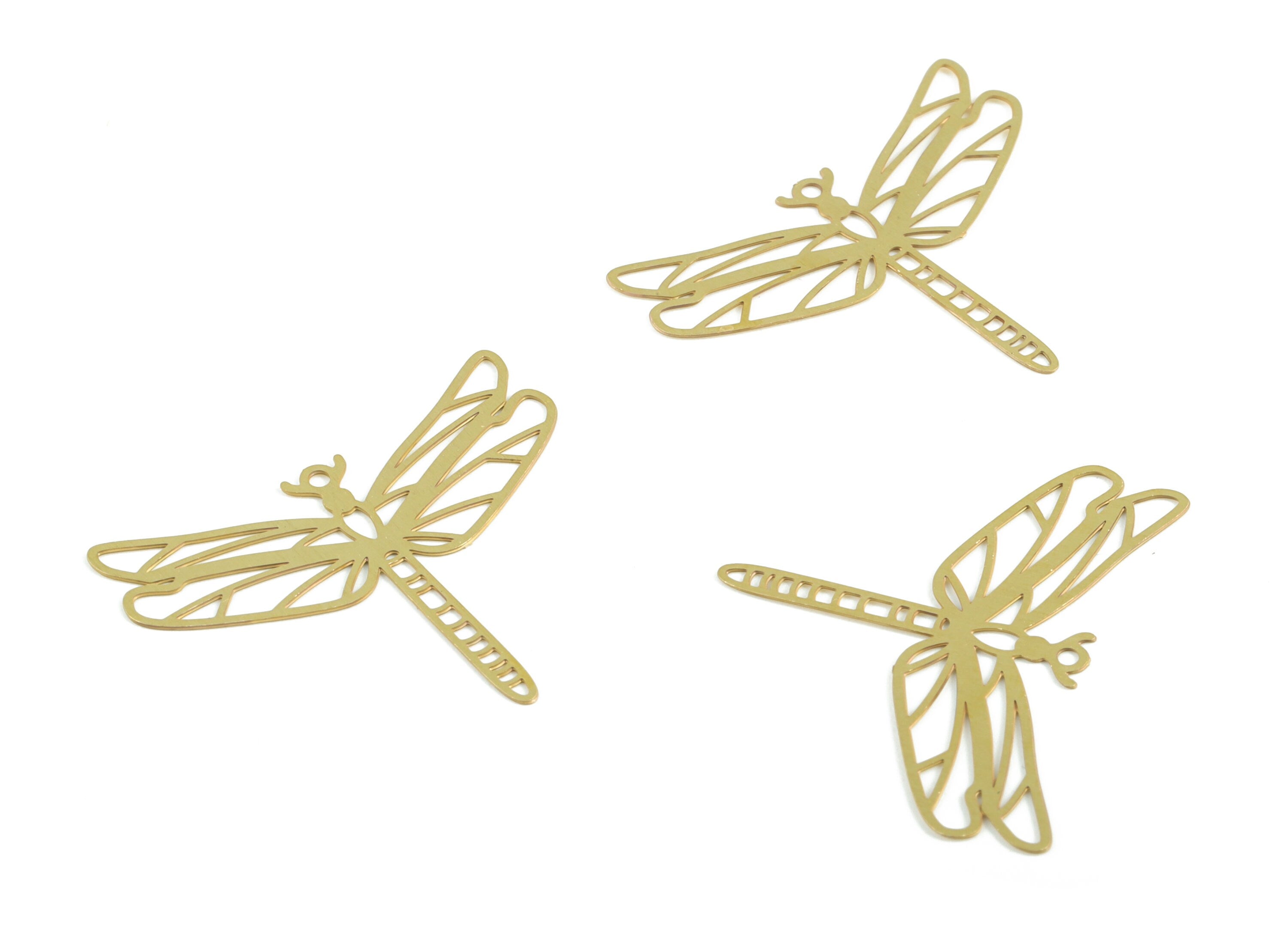 Brass Dragonfly Earring Charms - Raw Brass Dragonfly Pendant - Jewelry Supplies - 29x23x0.3mm - JJC11926 - DOMEDBAZAAR