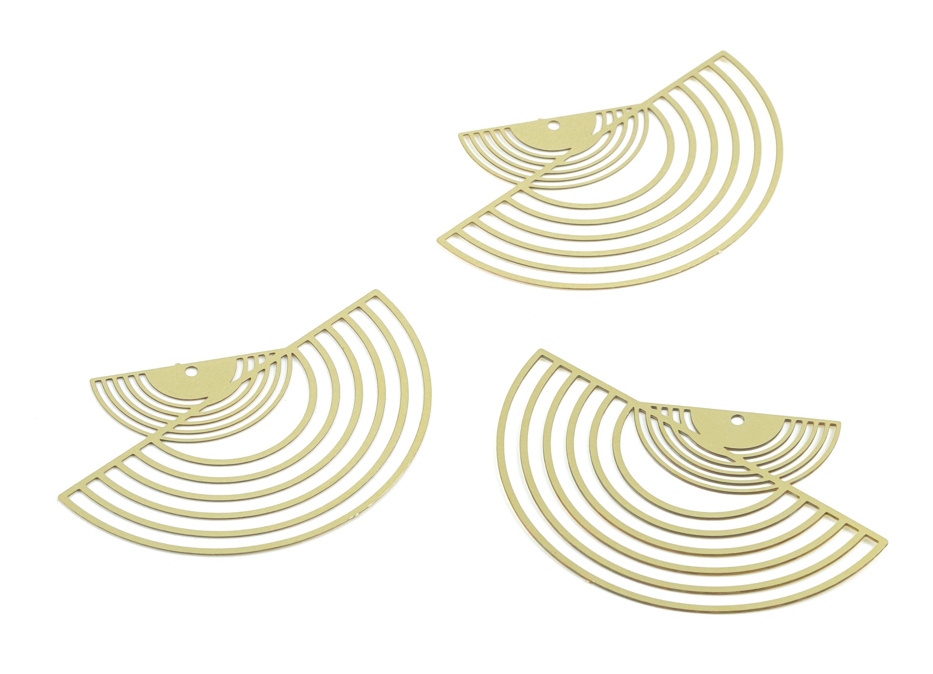 Semicircles Earring Charms - Raw Brass 2 half Moon Earrings - Jewelry Supplies - 44x34x0.3mm - JJB6412 - DOMEDBAZAAR